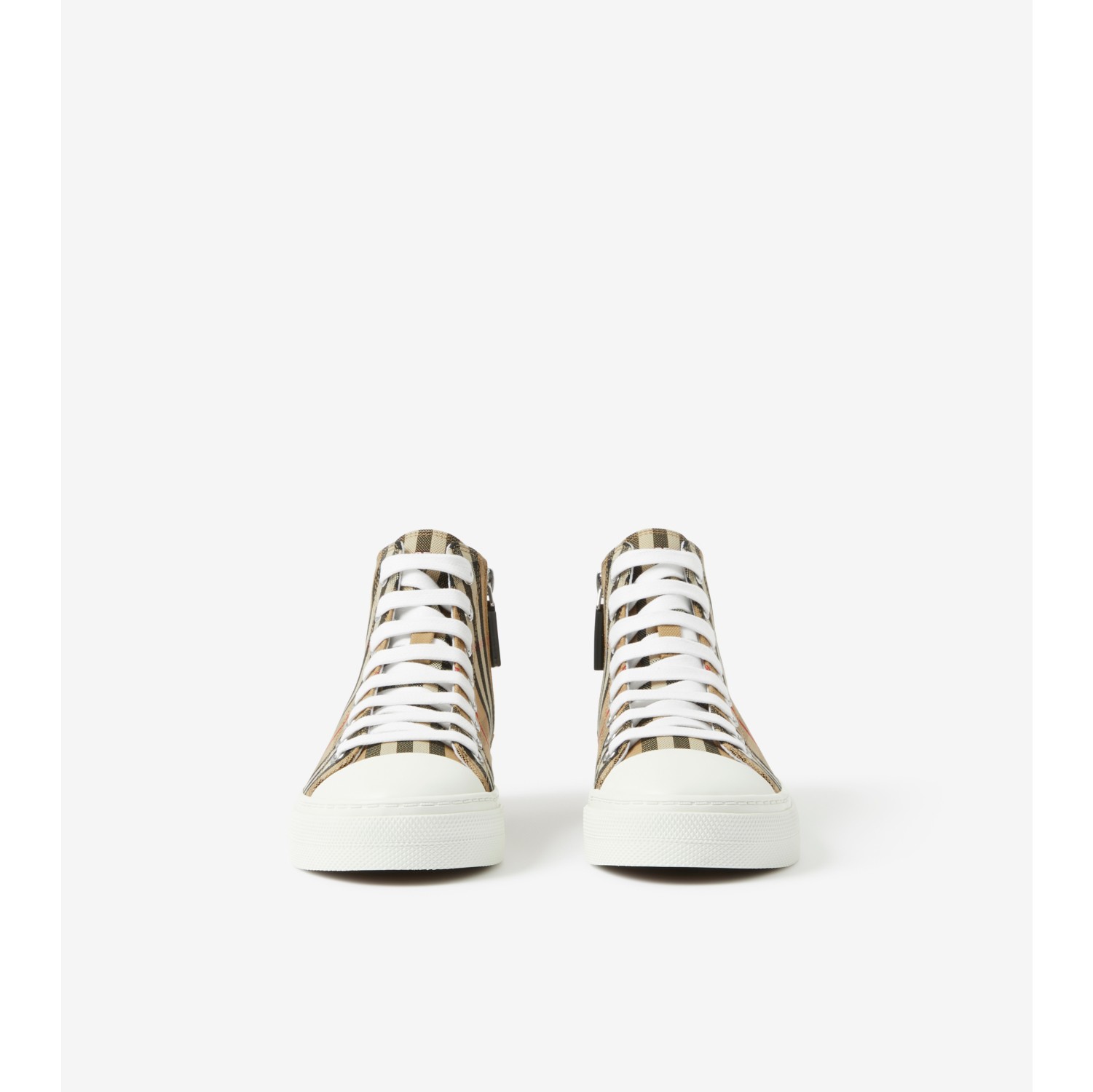 Check Cotton High top Sneakers in Archive beige Children Burberry Official