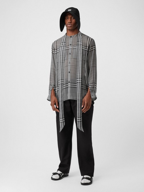 BURBERRY Press-stud Detail Mohair Wool Tailored Trousers