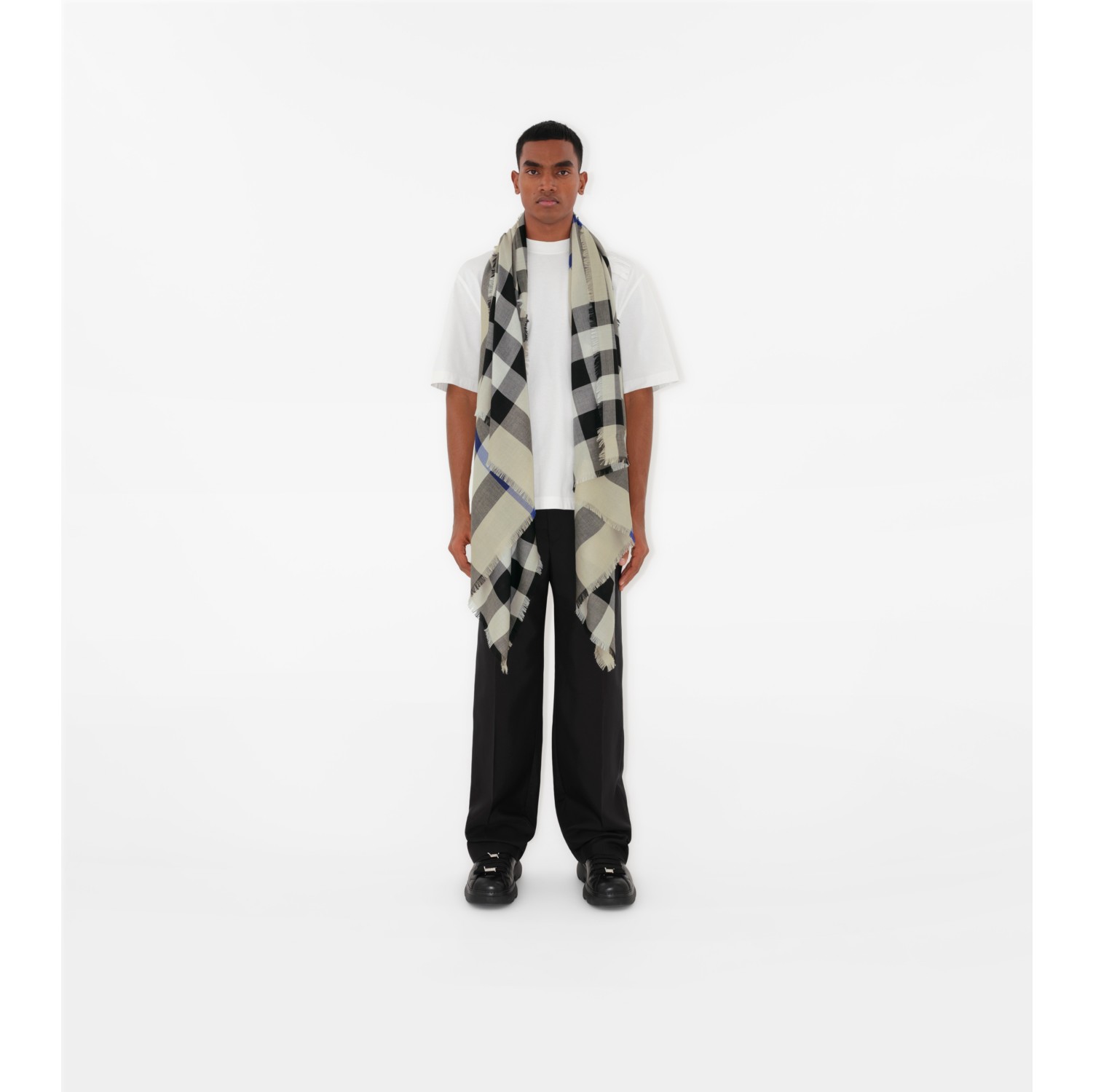 Sciarpa in cashmere e seta Check
