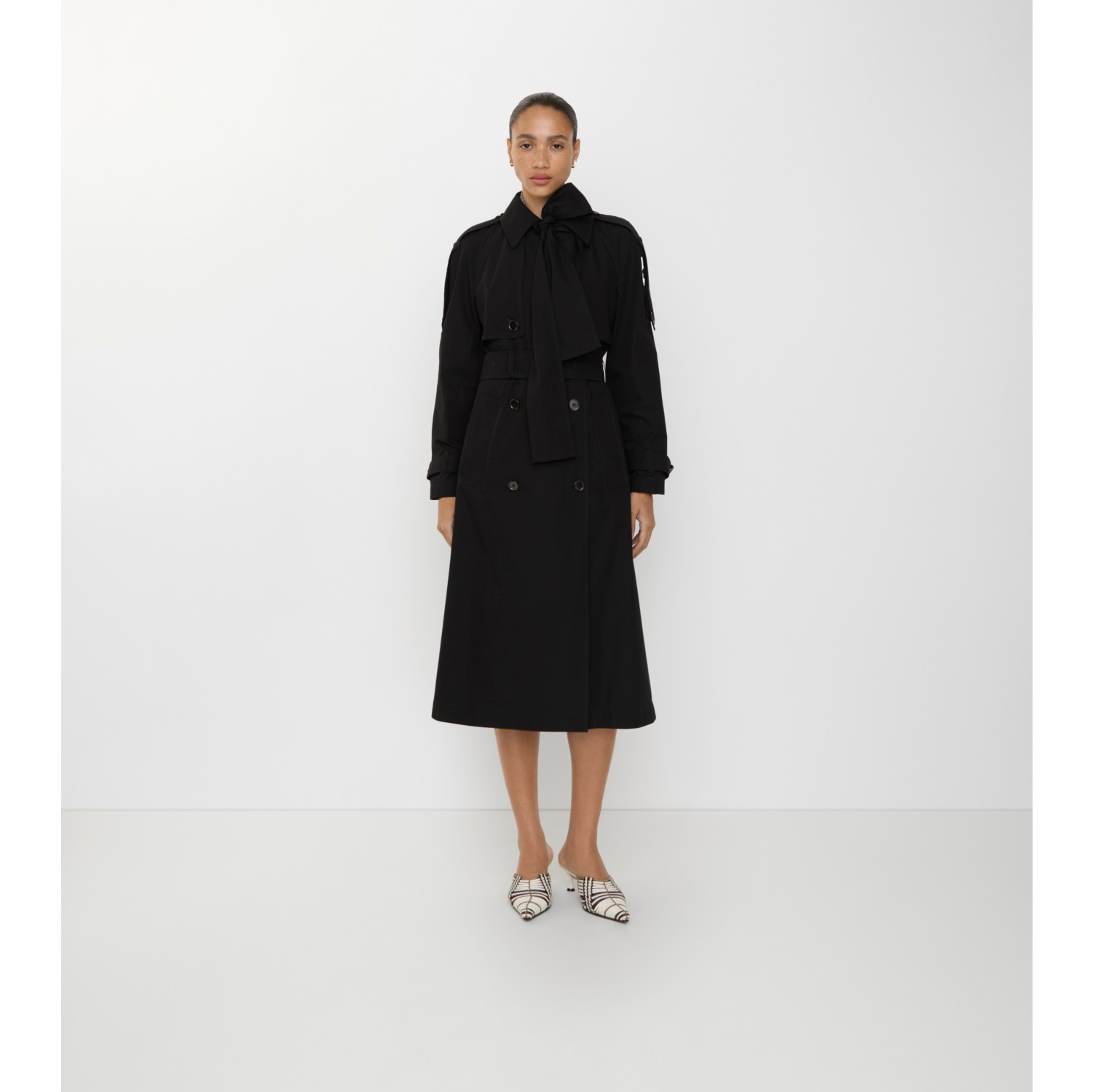 ロング キャンバス トレローズ トレンチコート (ブラック