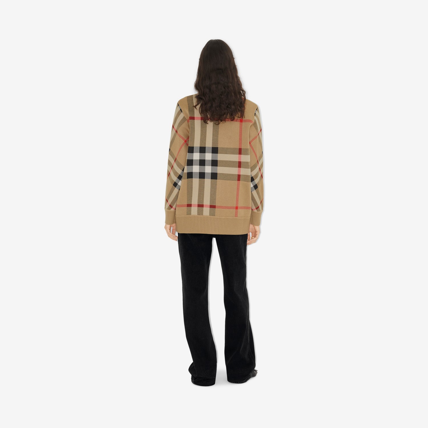 Check Wool Blend Cardigan in Archive Beige - Women | Burberry® Official