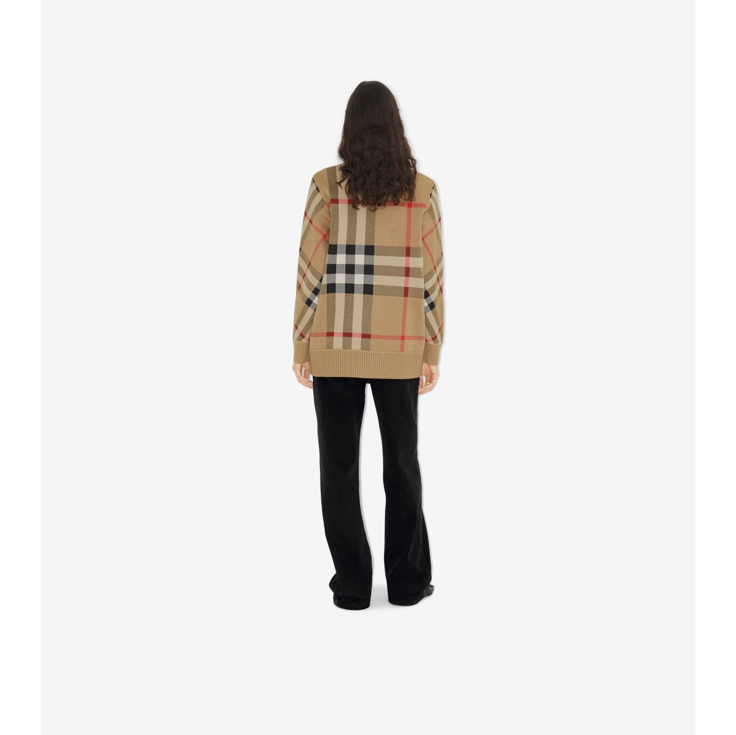 Check Wool Blend Cardigan in Archive beige - Women | Burberry® Official
