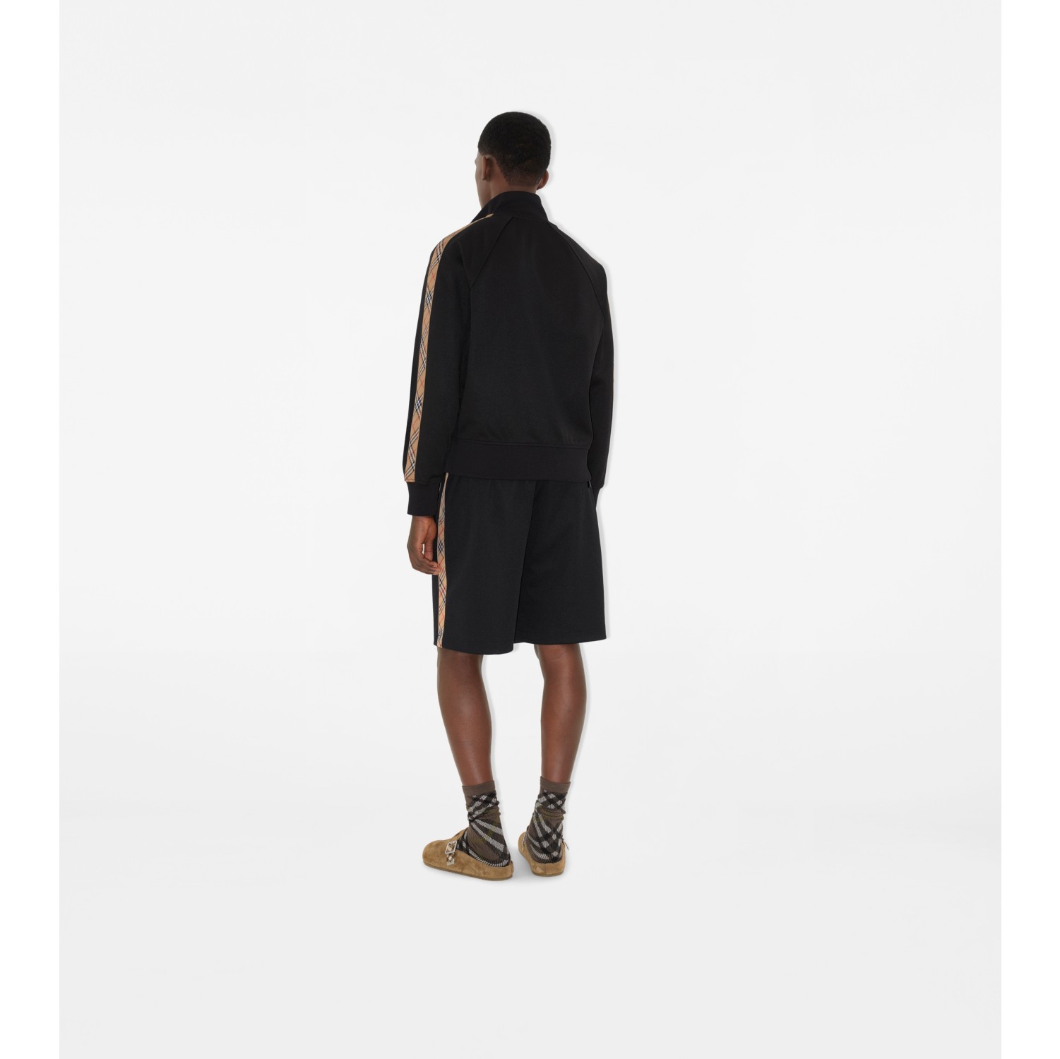Check Trim Cotton Blend Track Jacket