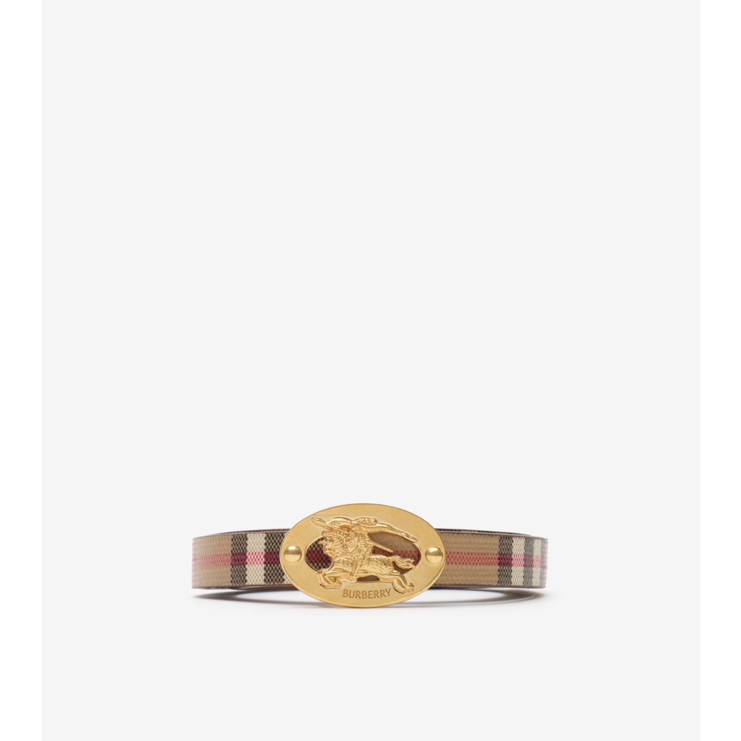 Cintura Check sottile reversibile con fibbia ovale