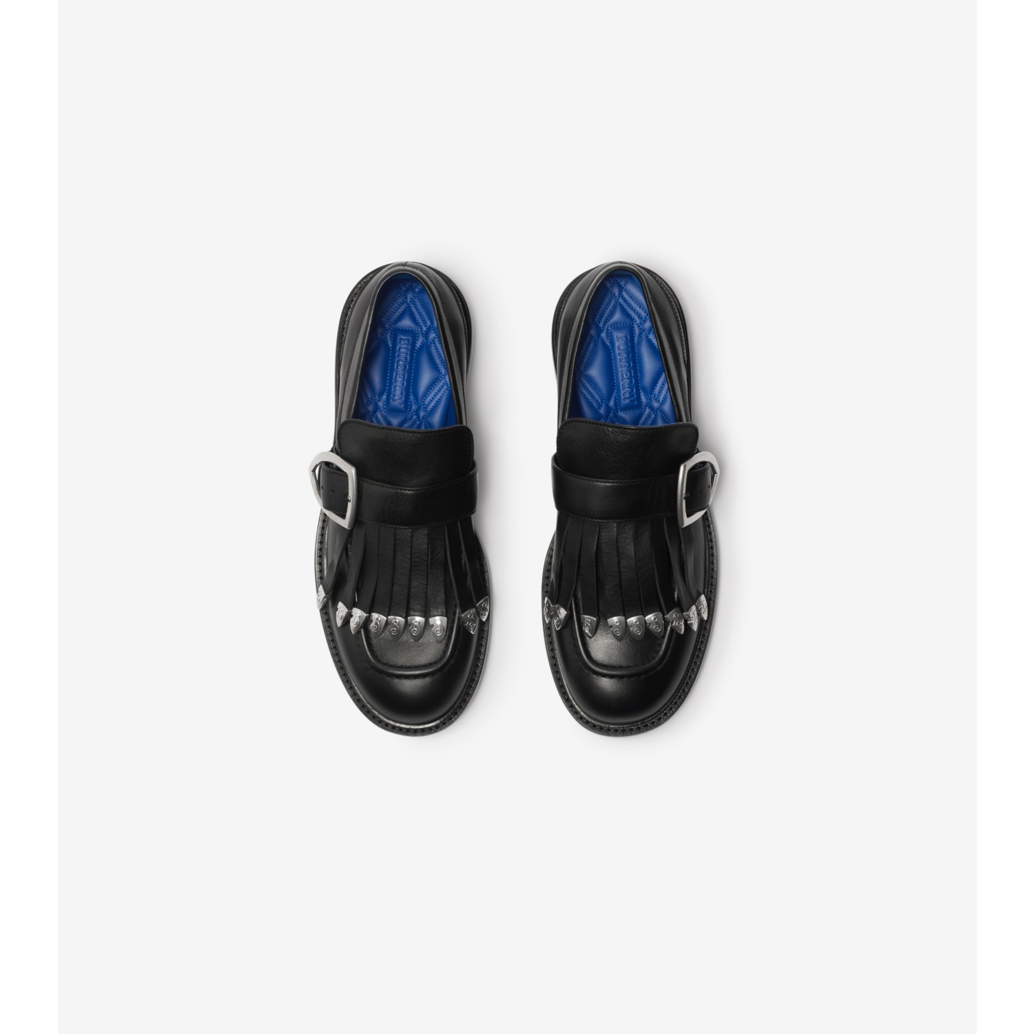 Leather Cobble Fringe Loafers