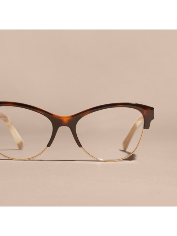 Half-rimmed Cat-eye Optical Frames Light Russet Brown ...