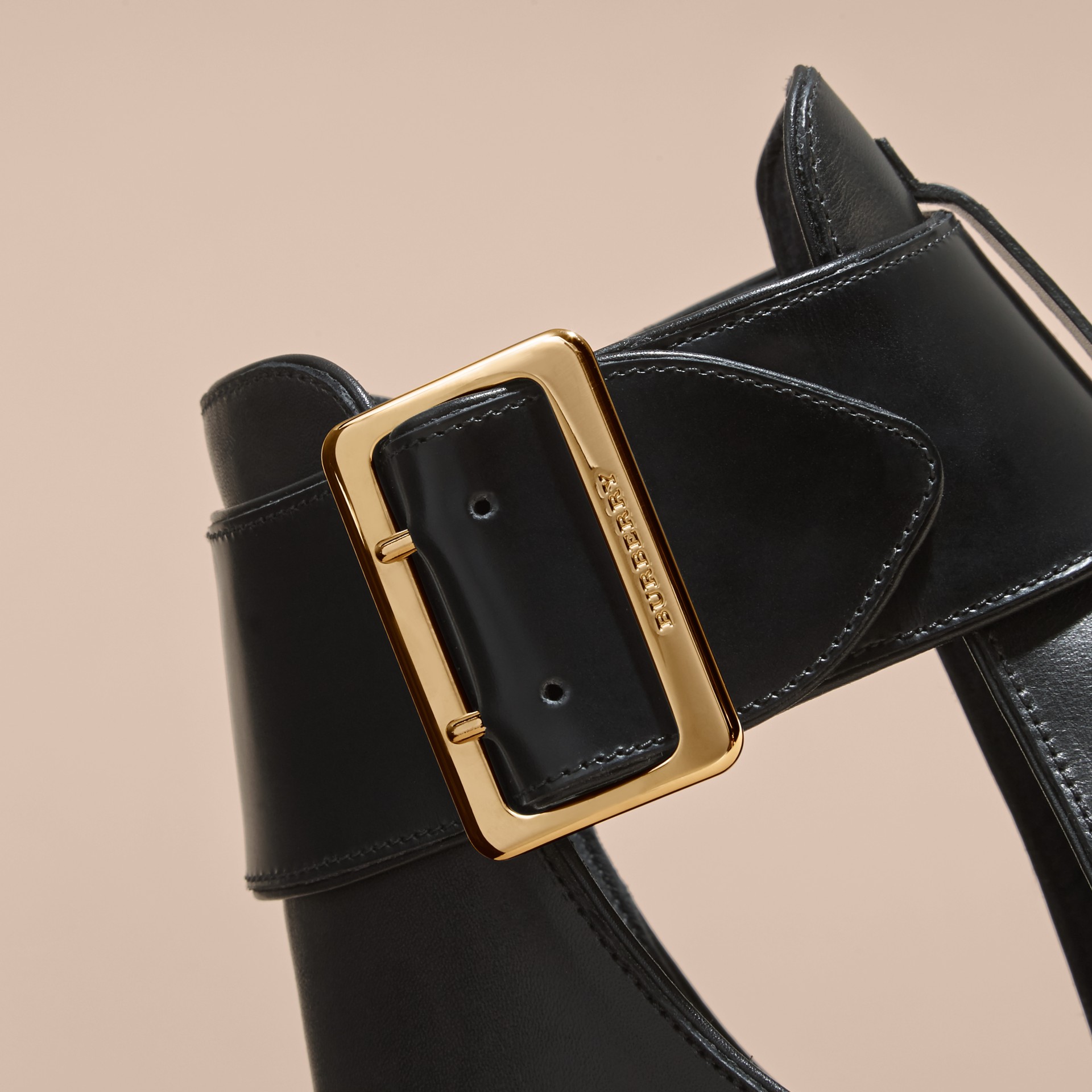 buckle peep toe ankle boot