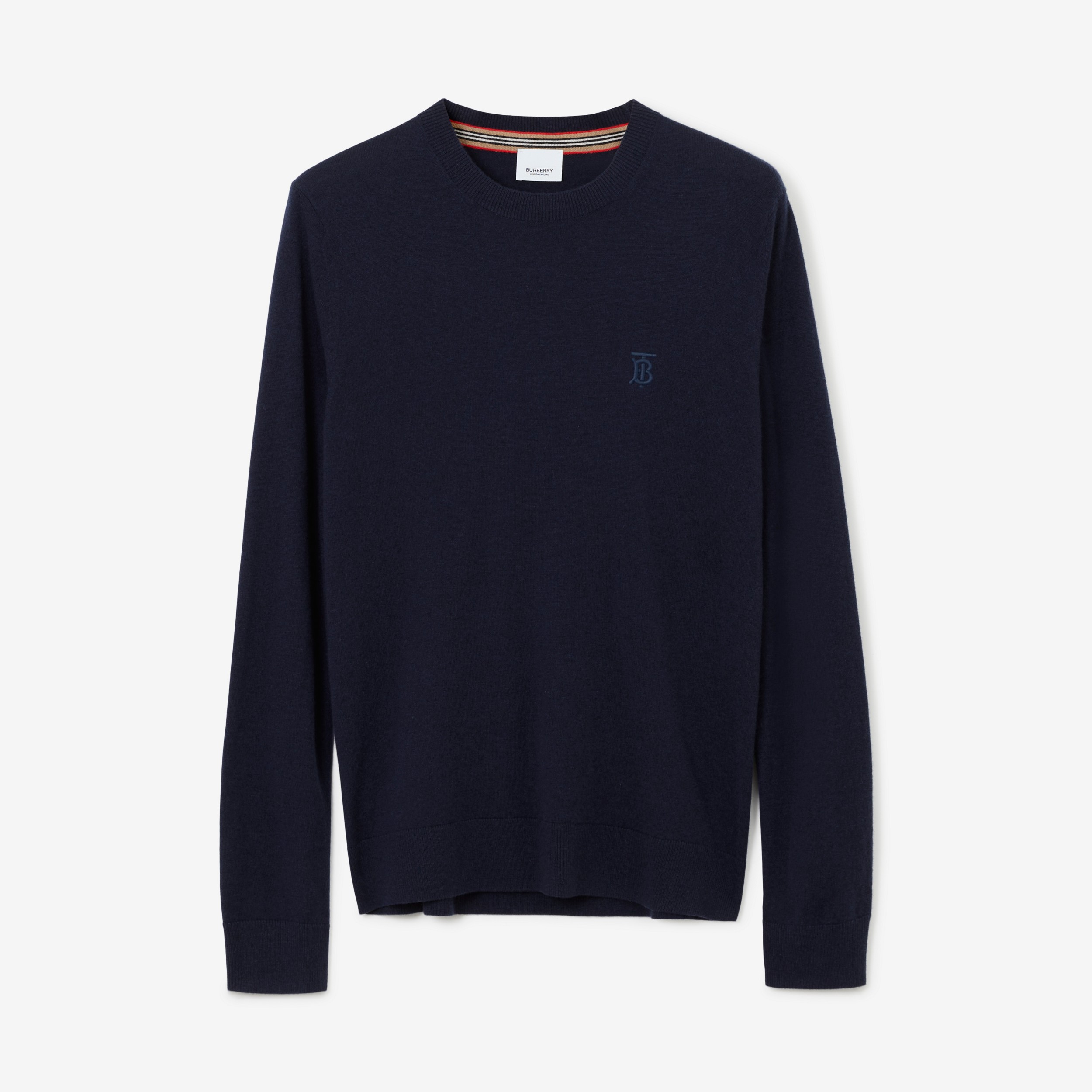 Suéter de cashmere com monograma (Azul-marinho) - Homens | Burberry® oficial - 1