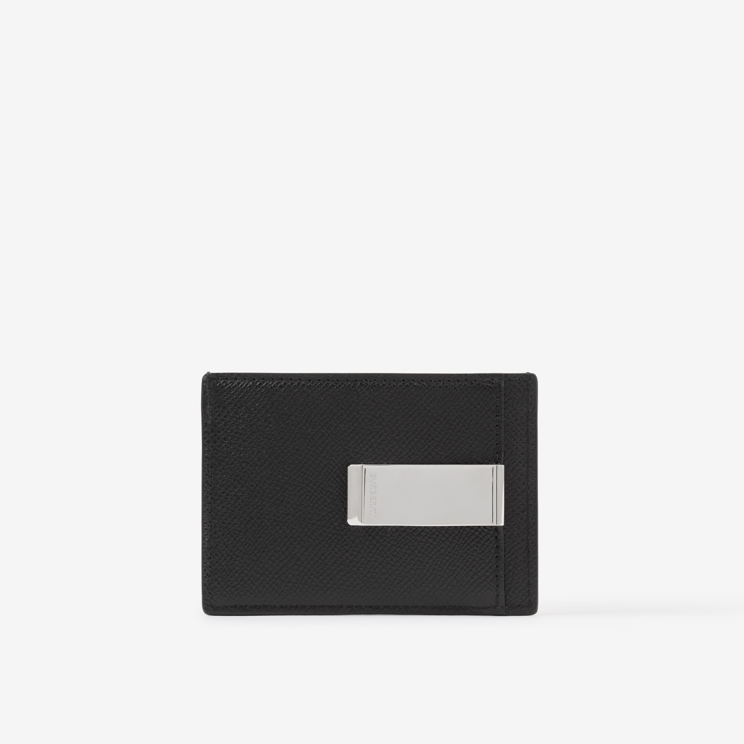 Grainy Leather TB Money Clip Card Case in Black - Men | Burberry® Official