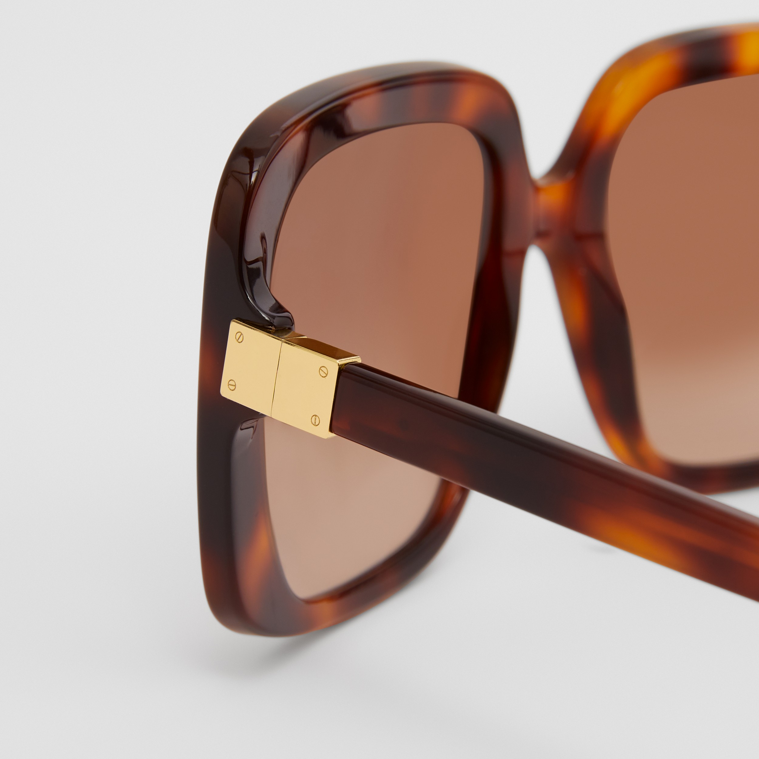Hardware Detail Square Frame Sunglasses in Bright Tortoiseshell - Women | Burberry® Official - 2