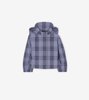 Check Nylon Hooded Jacket in Mineral purple | Burberry® Official