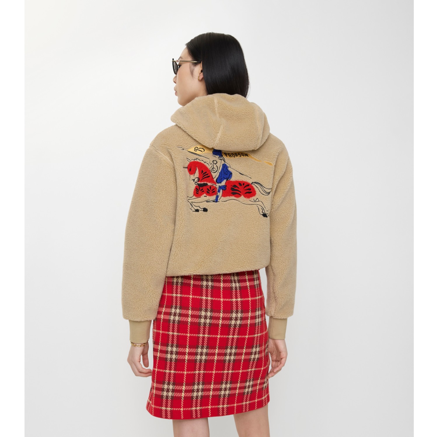 Cropped EKD Wool Cashmere Blend Fleece in Limestone beige - Women | Burberry® Official