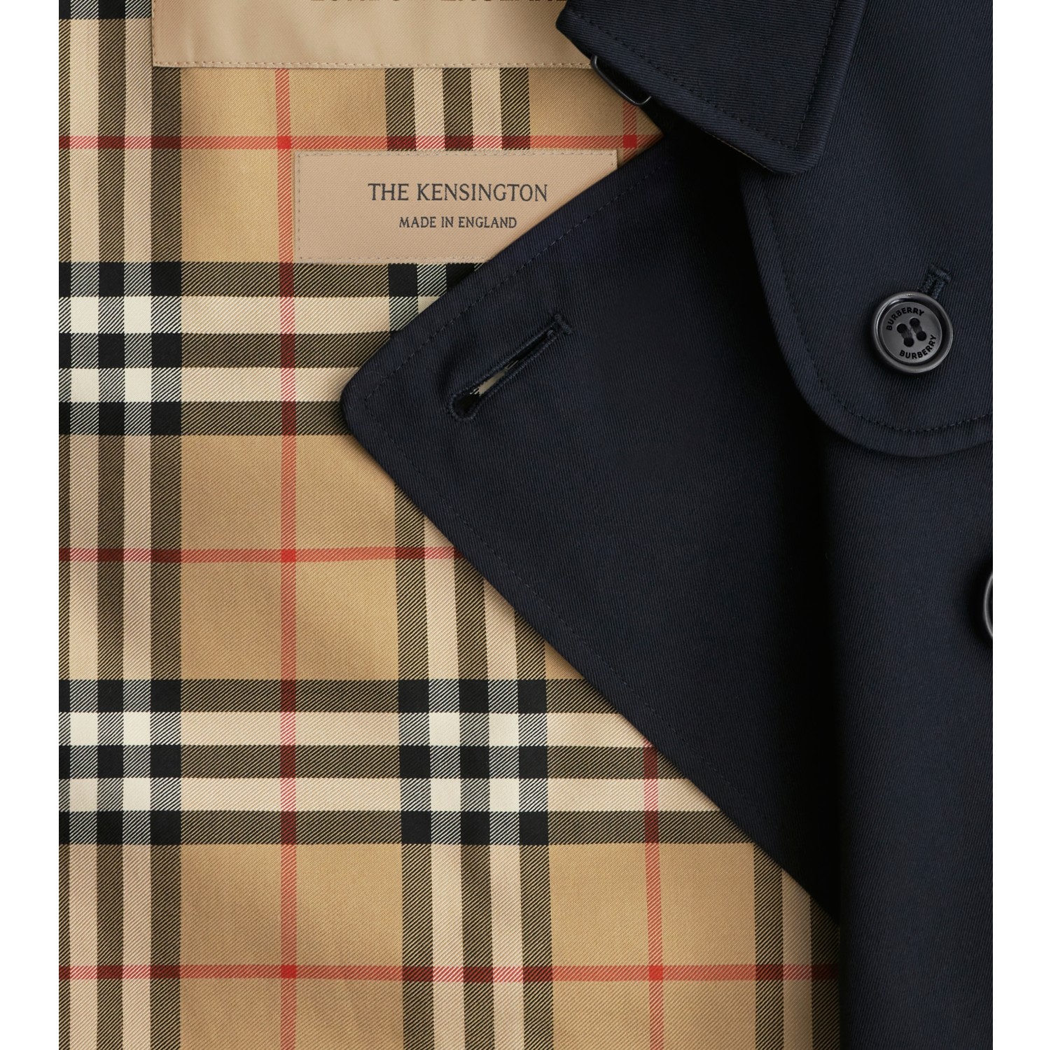 Burberry's ショート丈トレンチコート　MADE IN ENGLAND Short Kensington Heritage Trench Coat in Coal blue - Women, Cotton