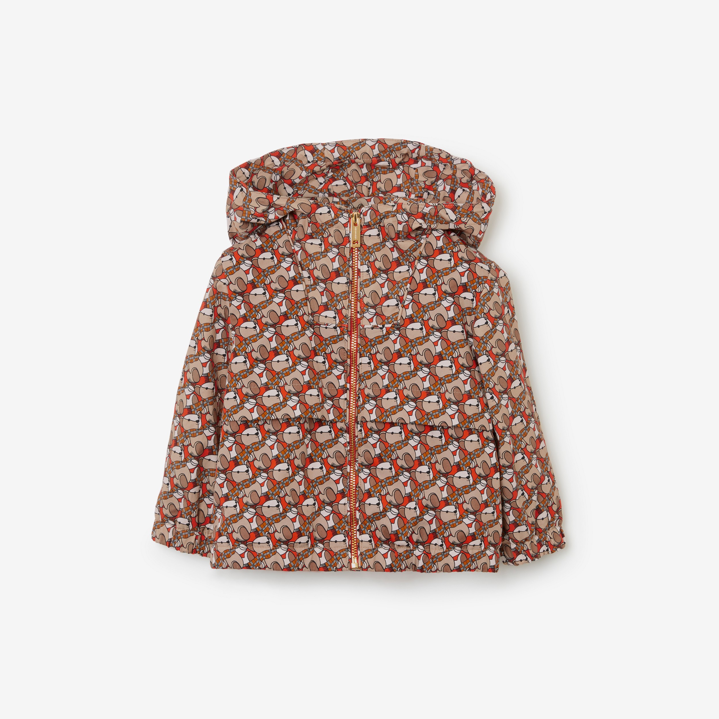 Veste à capuche en coton Thomas Bear (Orange Écarlate) - Enfant | Site officiel Burberry® - 1