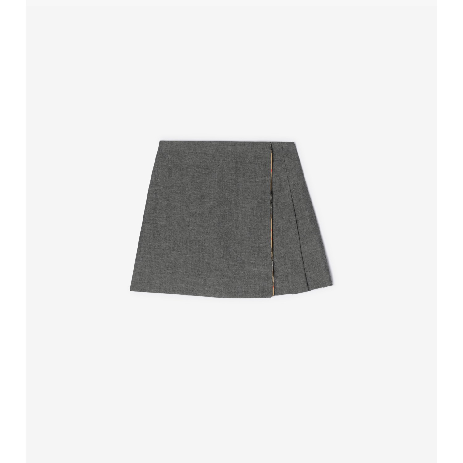 Check Trim Cotton Skirt