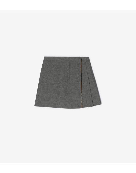 Check Trim Cotton Skirt