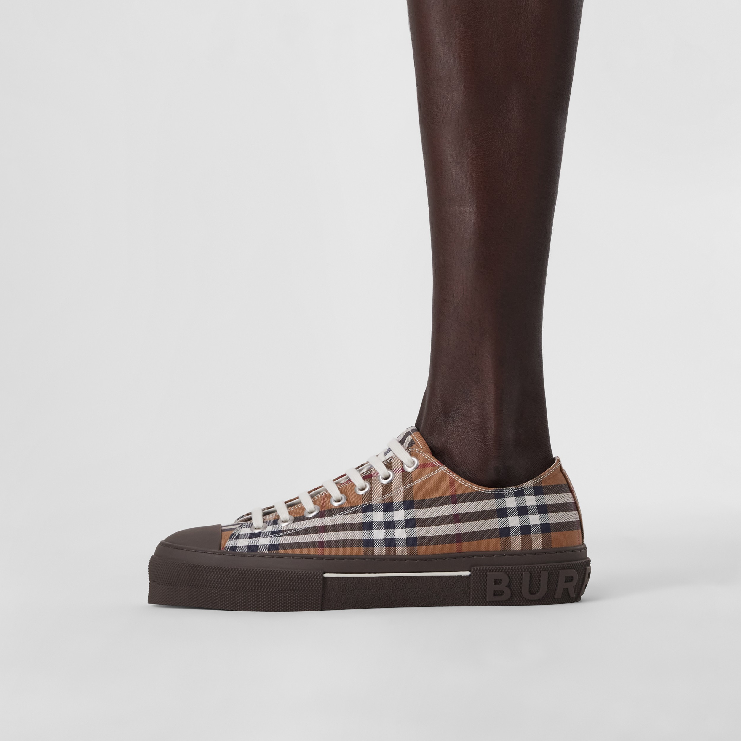 Vintage Check Cotton Sneakers in Birch Brown - Men | Burberry® Official - 3
