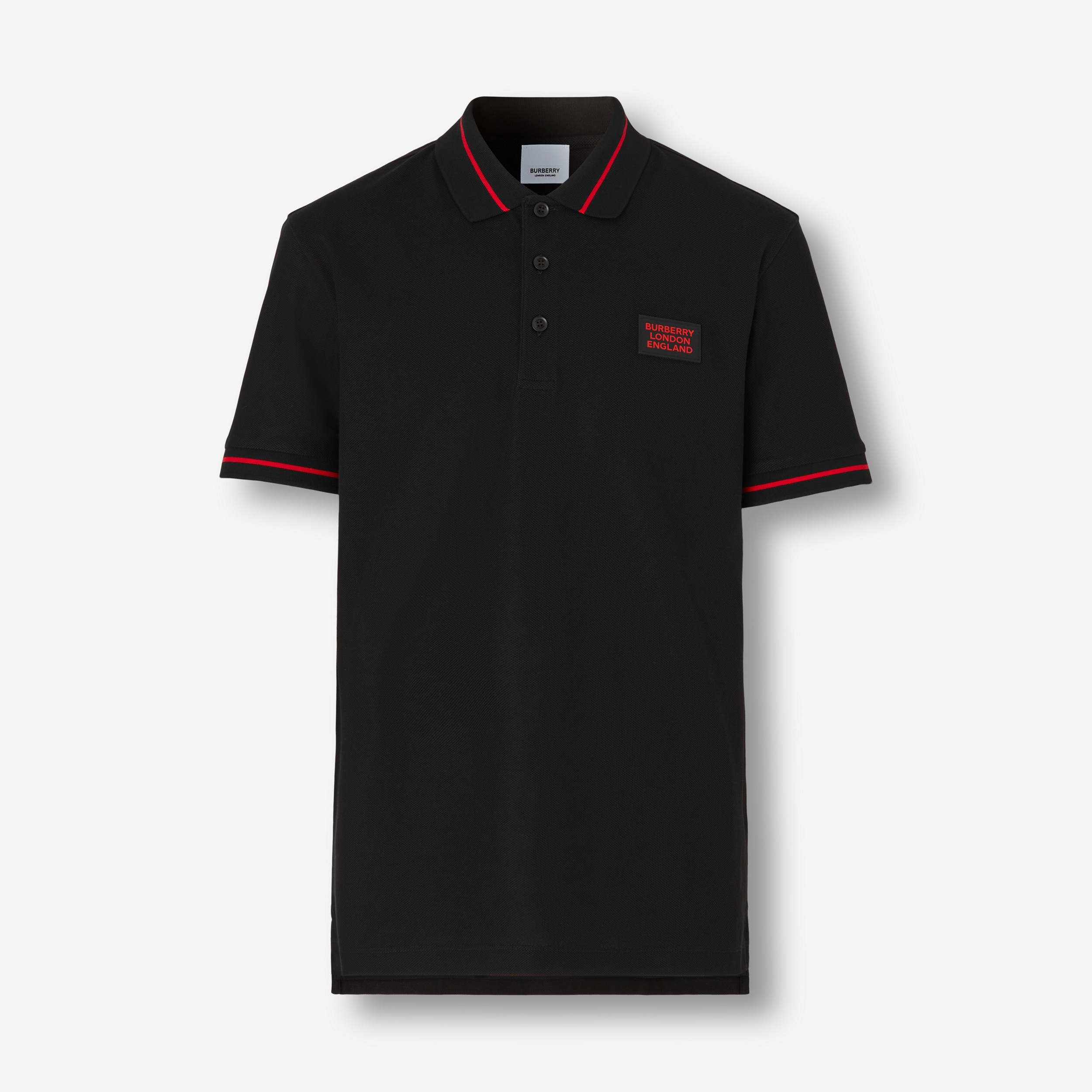 Polo en piqué de coton avec logo appliqué (Noir) - Homme | Site officiel Burberry® - 1