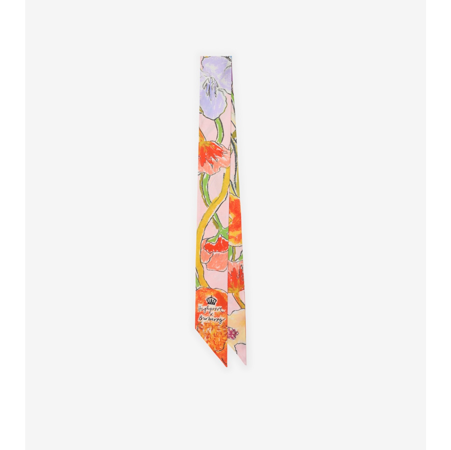 Skinny Highgrove Cascading Flowers Silk Scarf