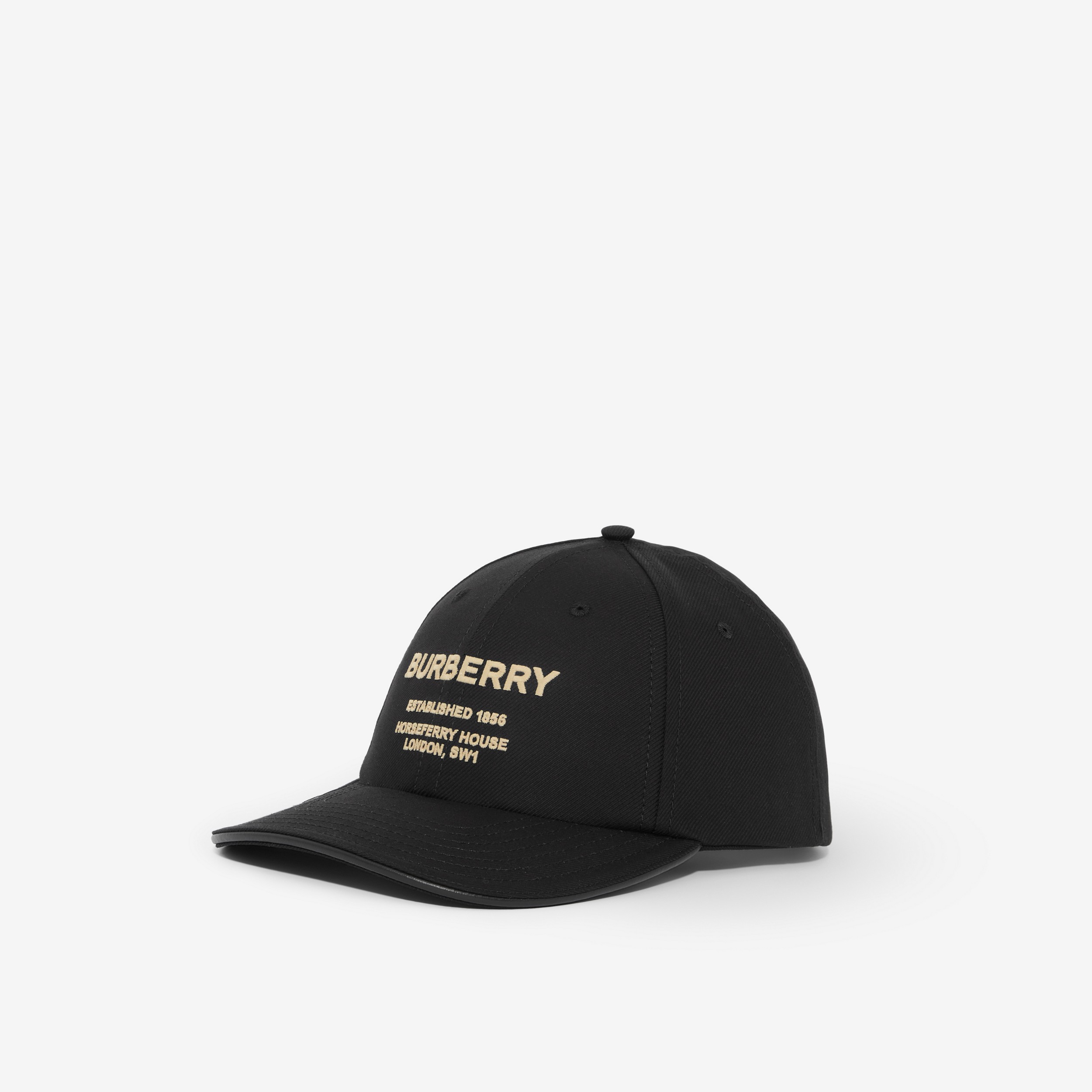 Horseferry Motif Cotton Twill Baseball Cap in Black/beige | Burberry® Official - 2