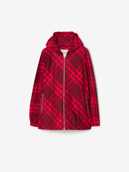 Burberry Check Nylon Jacket In Blue