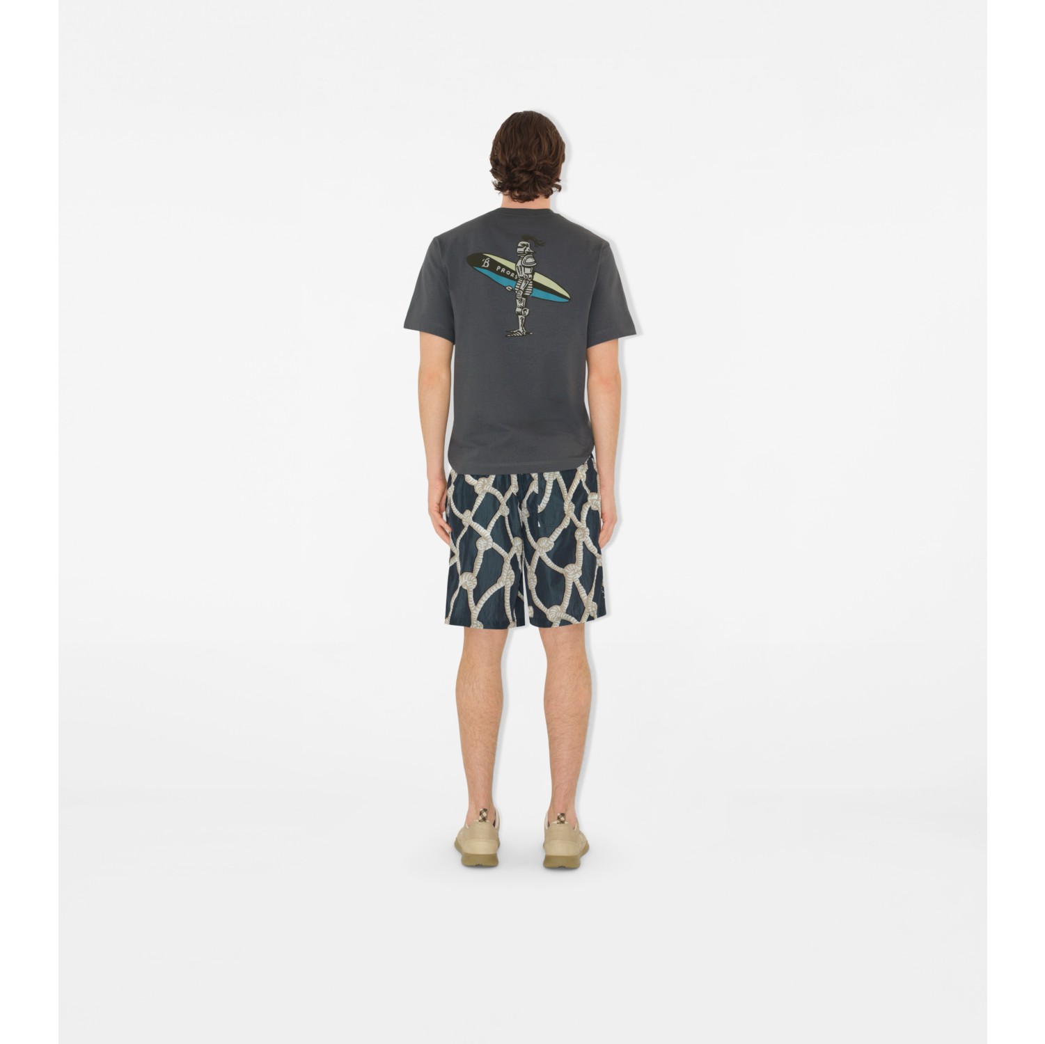 Knot Nylon Shorts in Magnet - Men | Burberry® Official
