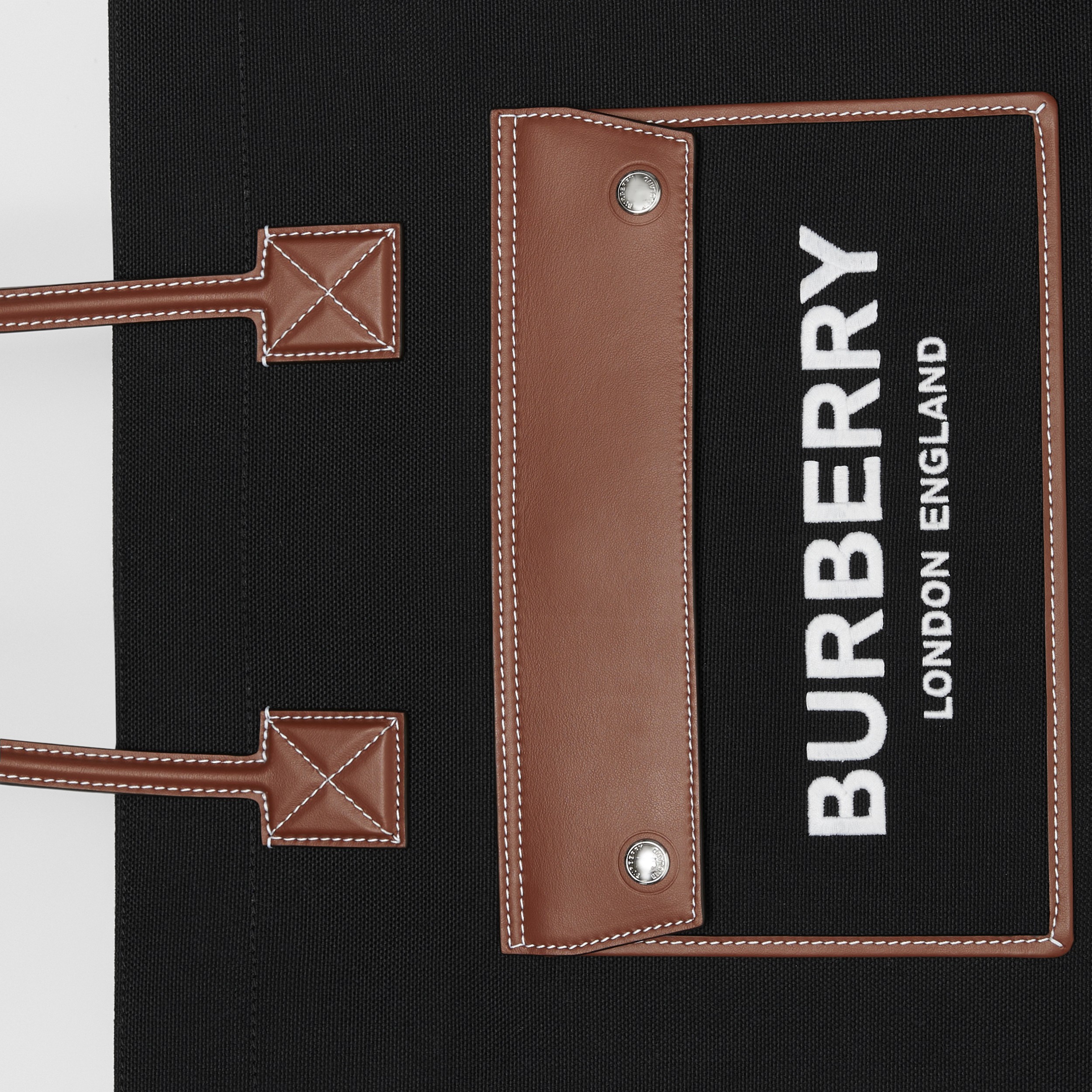 Medium Two-tone Canvas and Leather Freya Tote in Black/tan - Women | Burberry® Official - 2