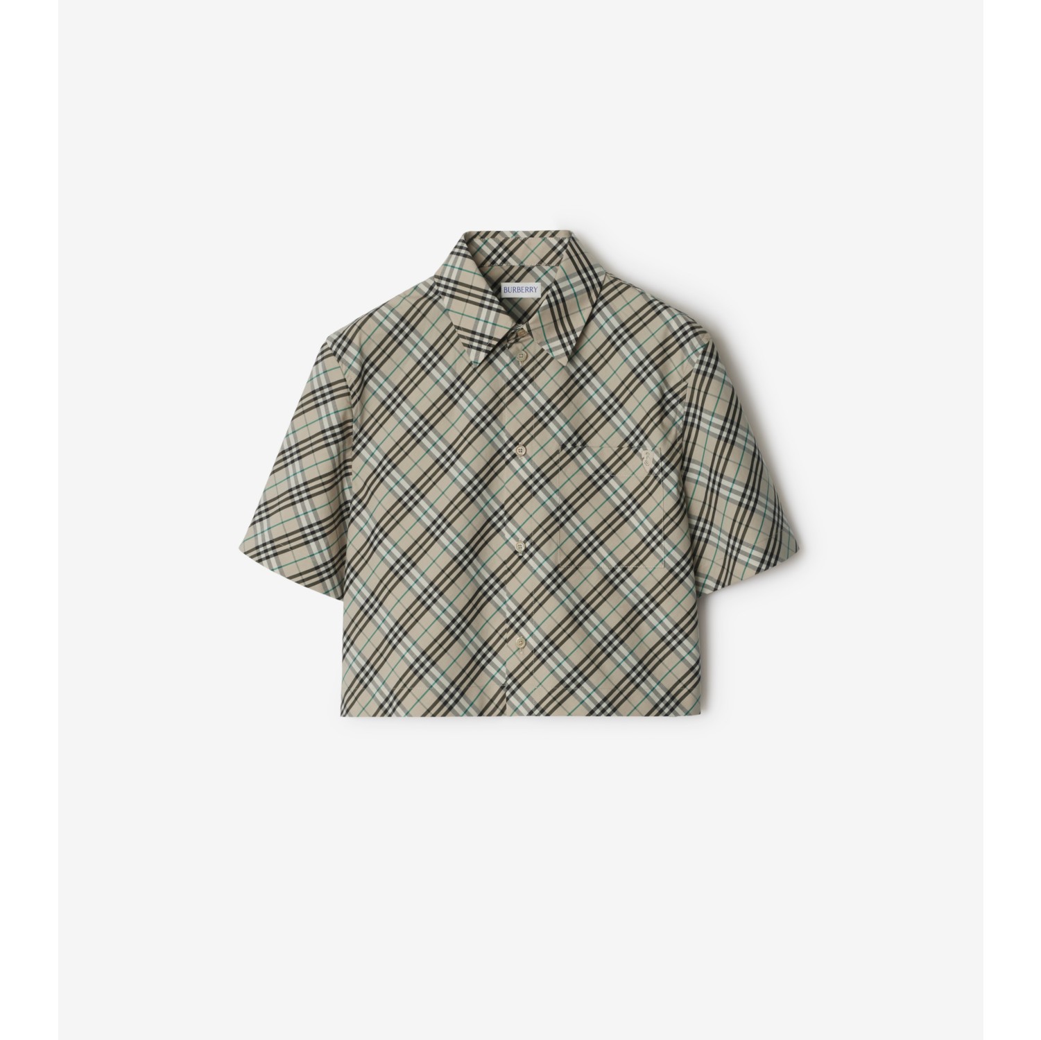 Cropped Check Cotton Shirt