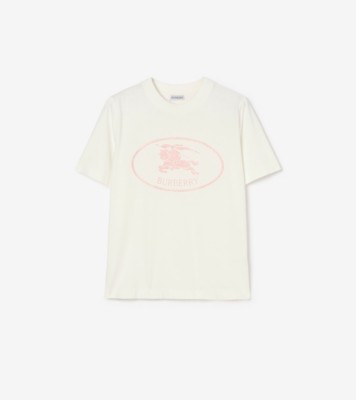 Knight Stamp Cotton T-shirt in Chalk white/mallow pink - Women