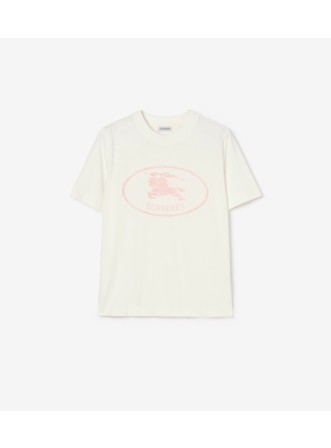 Knight Stamp Cotton T-shirt in Chalk white - Women | Burberry