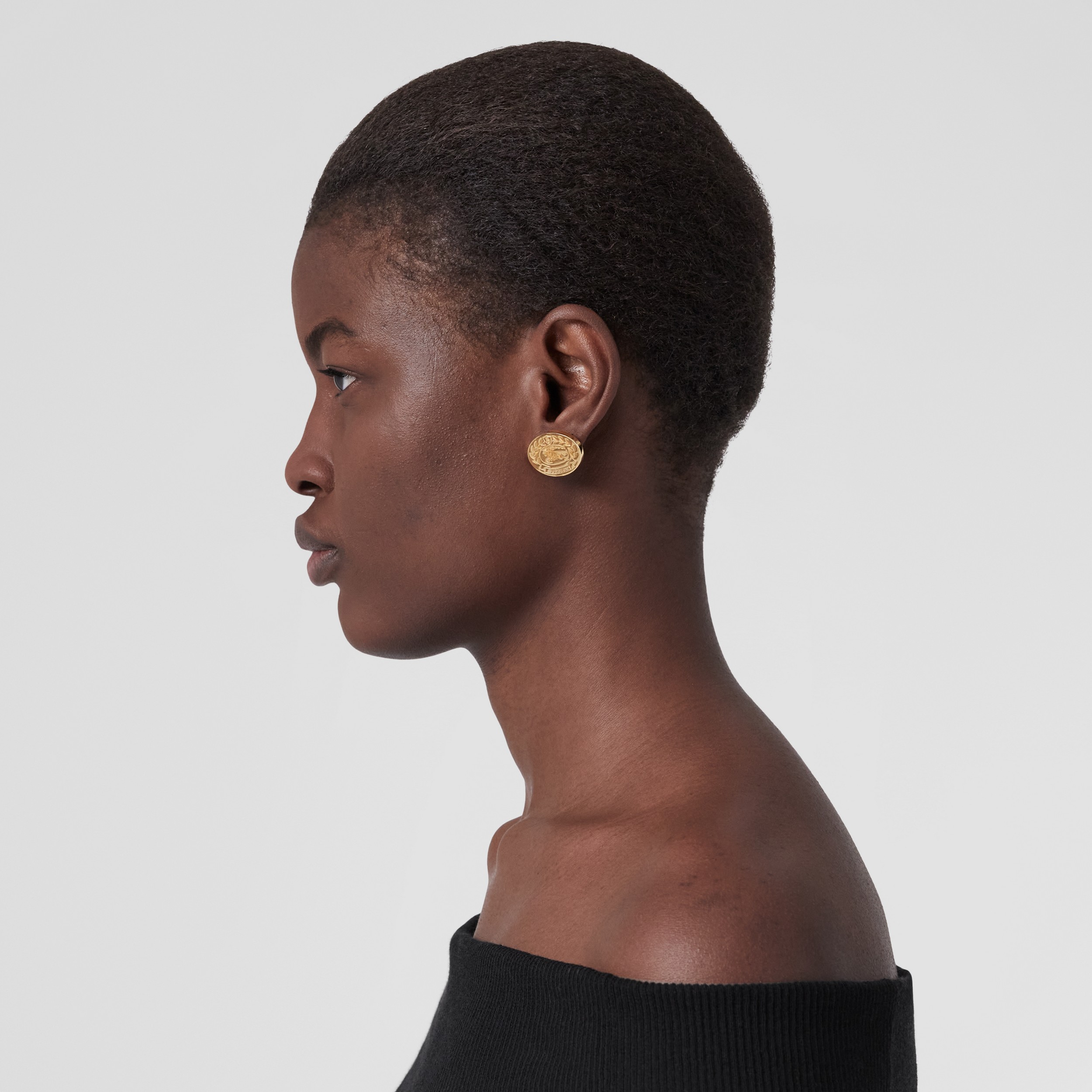 Boucles d'oreilles plaquées or avec emblème du Cavalier (Clair) - Femme | Site officiel Burberry® - 3