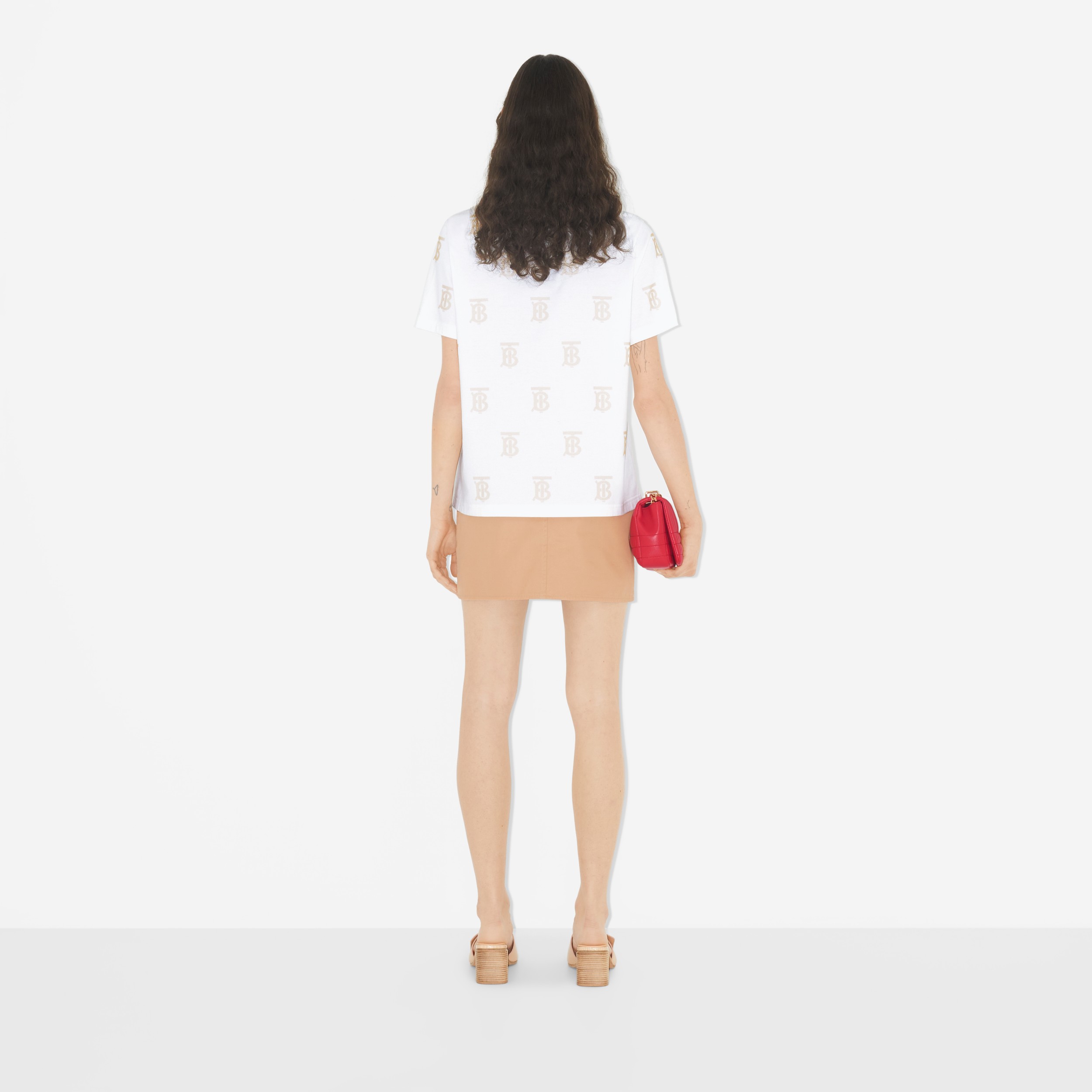 Monogram Motif Cotton T-shirt in White - Women | Burberry® Official - 4