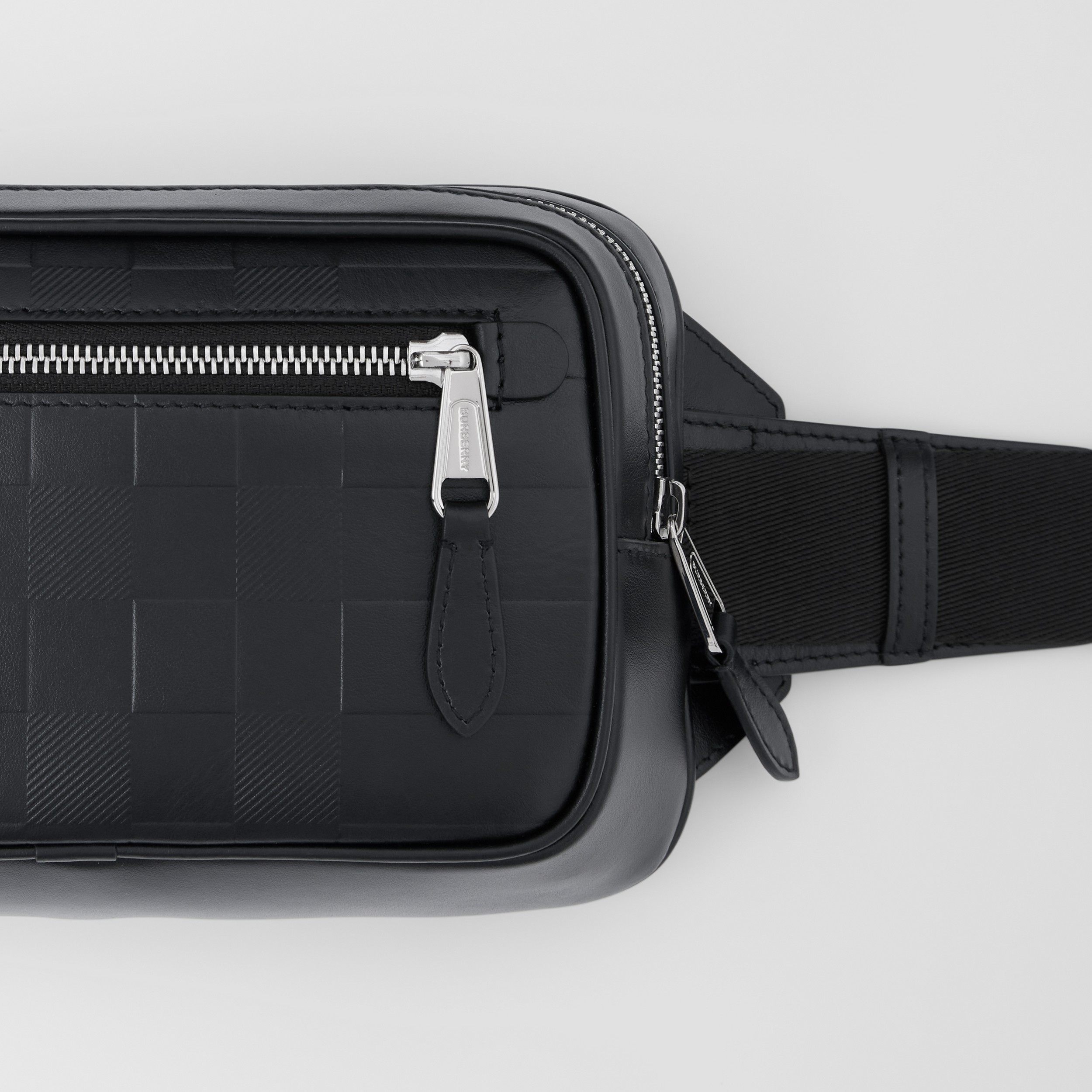 Embossed Check Leather Bum Bag in Black - Men | Burberry® Official - 2