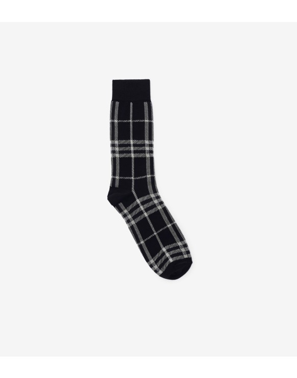 Check Cotton Nylon Blend Socks