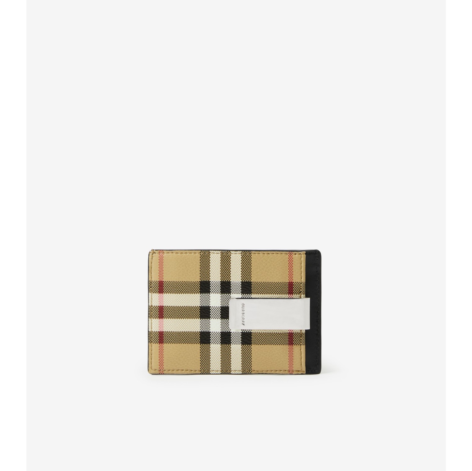 Check Money Clip Card Case in Archive Beige - Men | Burberry® Official