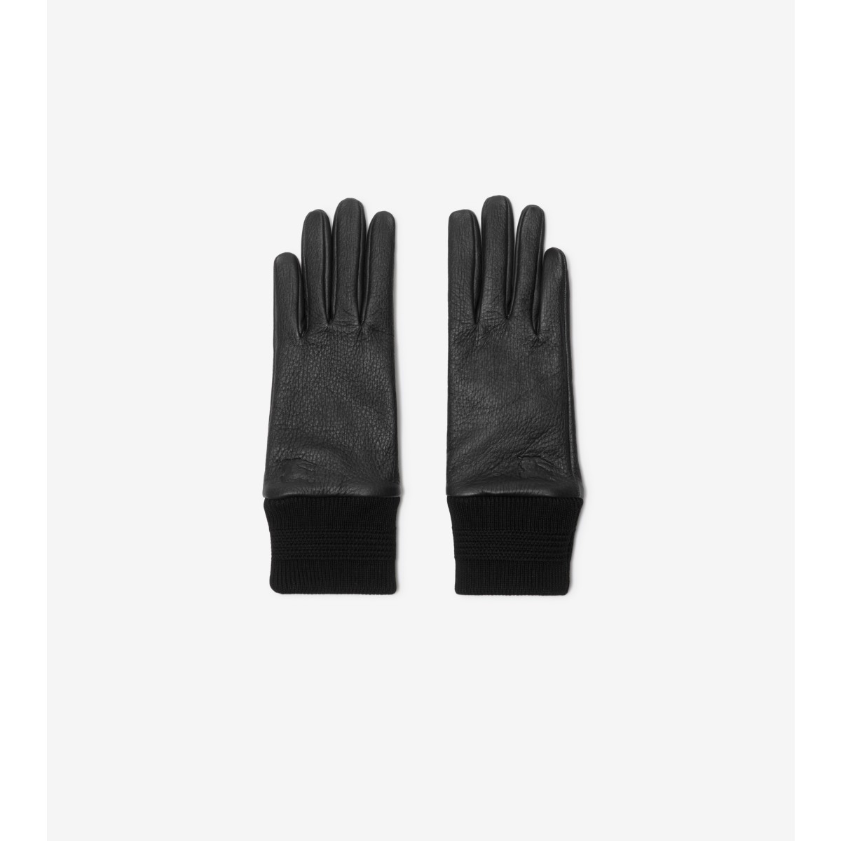 Shop Burberry Leather Gloves In Black