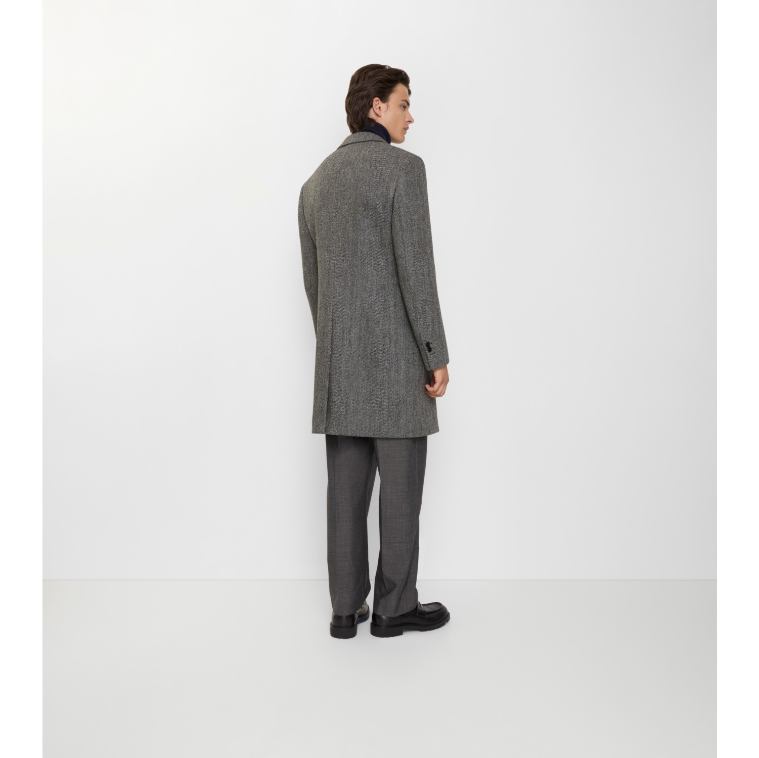 Herringbone Wool Tailored Coat