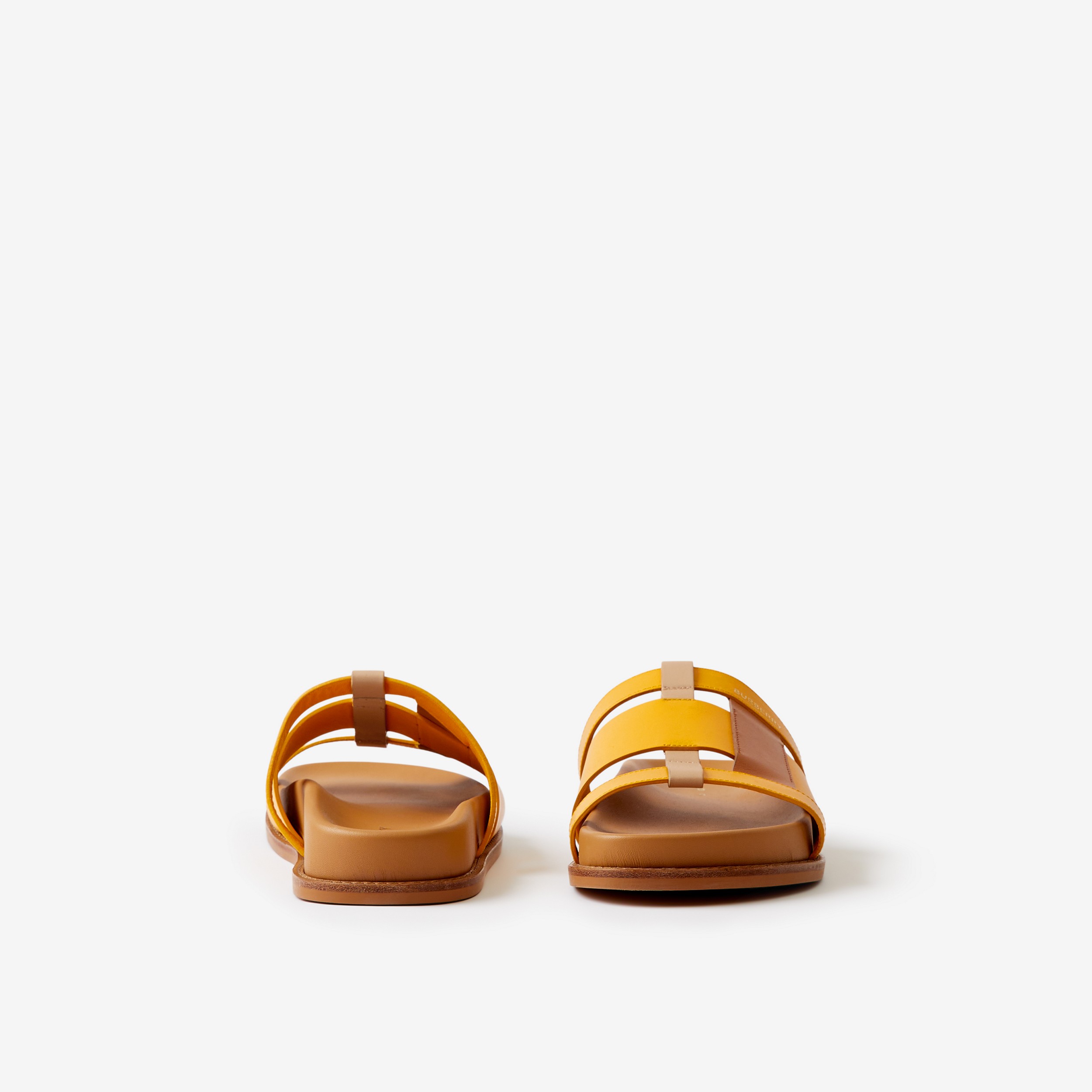 Woven Leather Slides in Marigold Yellow/maple Brown - Women | Burberry® Official - 4