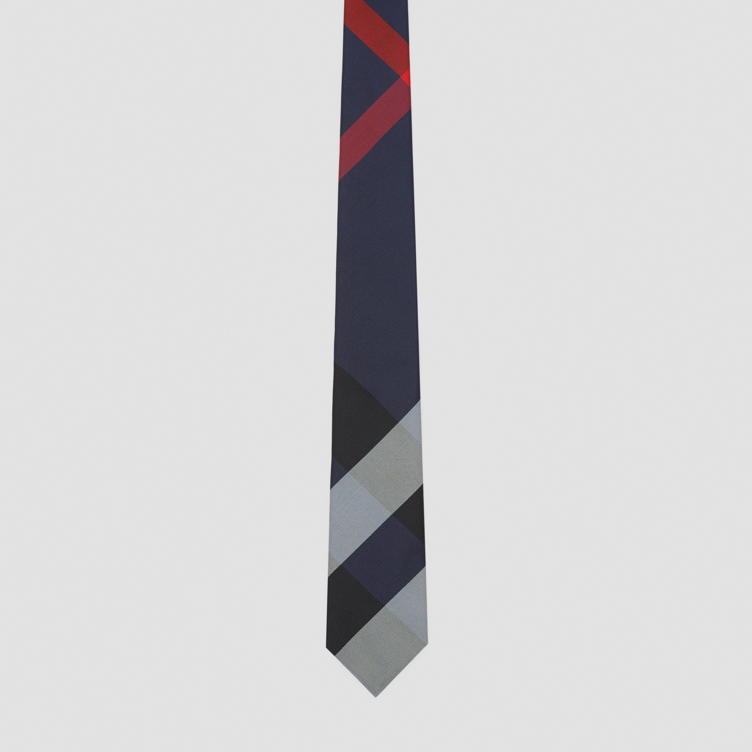 Classic Cut Exaggerated Check Silk Tie in Navy - Men | Burberry® Official - 4
