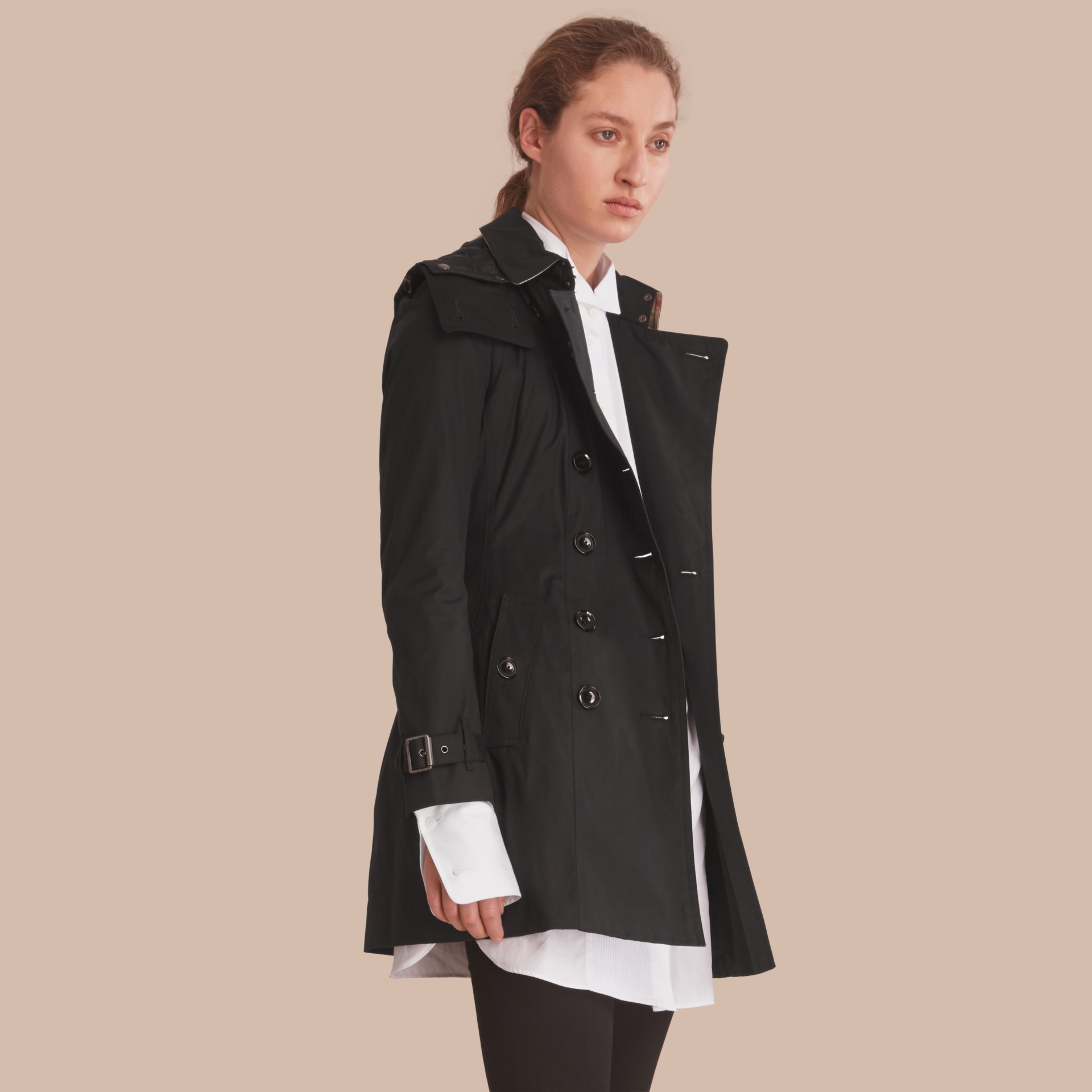 Hooded Trench Coat with Warmer in Black Women Burberry United States