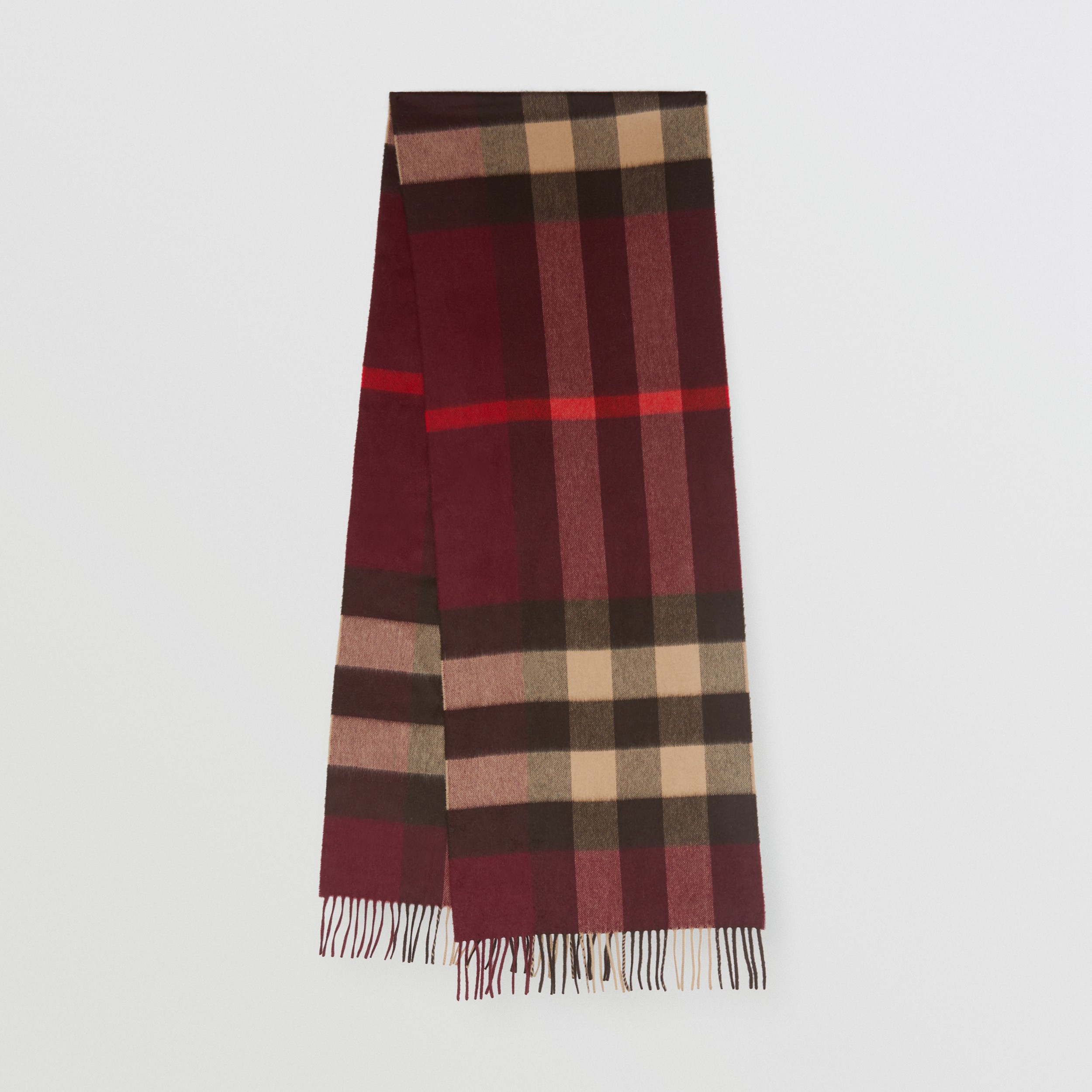 Check Cashmere Scarf in Burgundy | Burberry® Official - 1