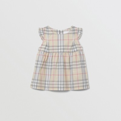 Ruffled Check Cotton Dress with 