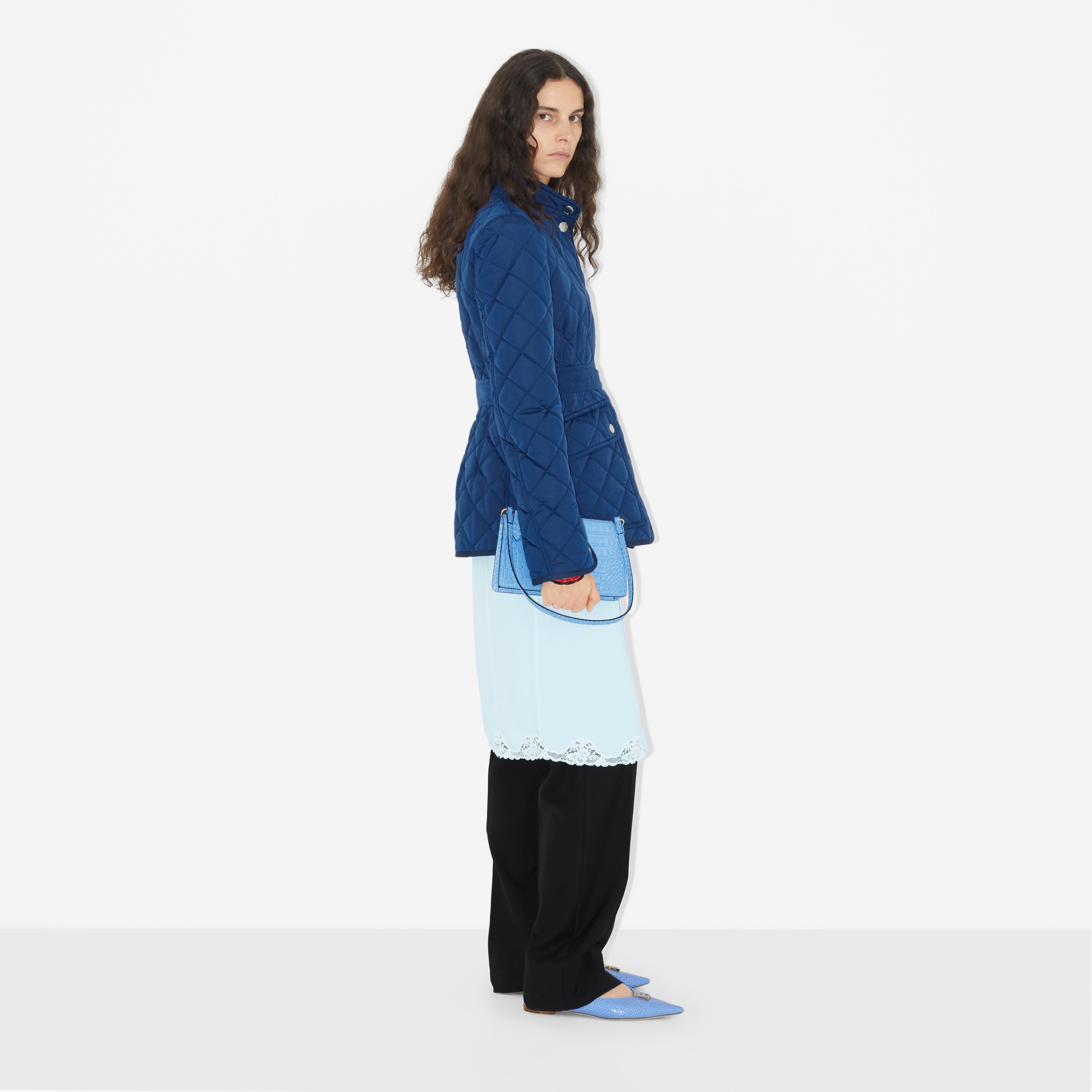 Diamond Quilted Nylon Canvas Jacket in Rich Navy - Women | Burberry® Official - 3