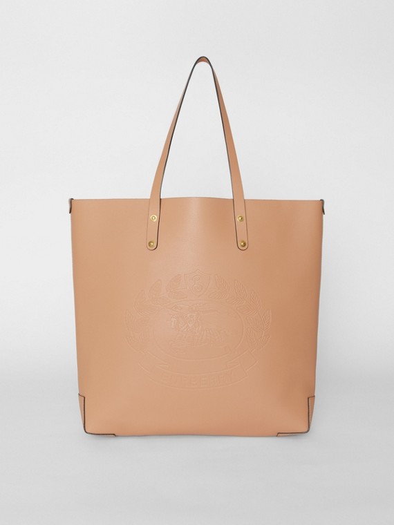 Women S Handbags Purses Burberry United States Embossed Crest Leather Tote In Light Camel