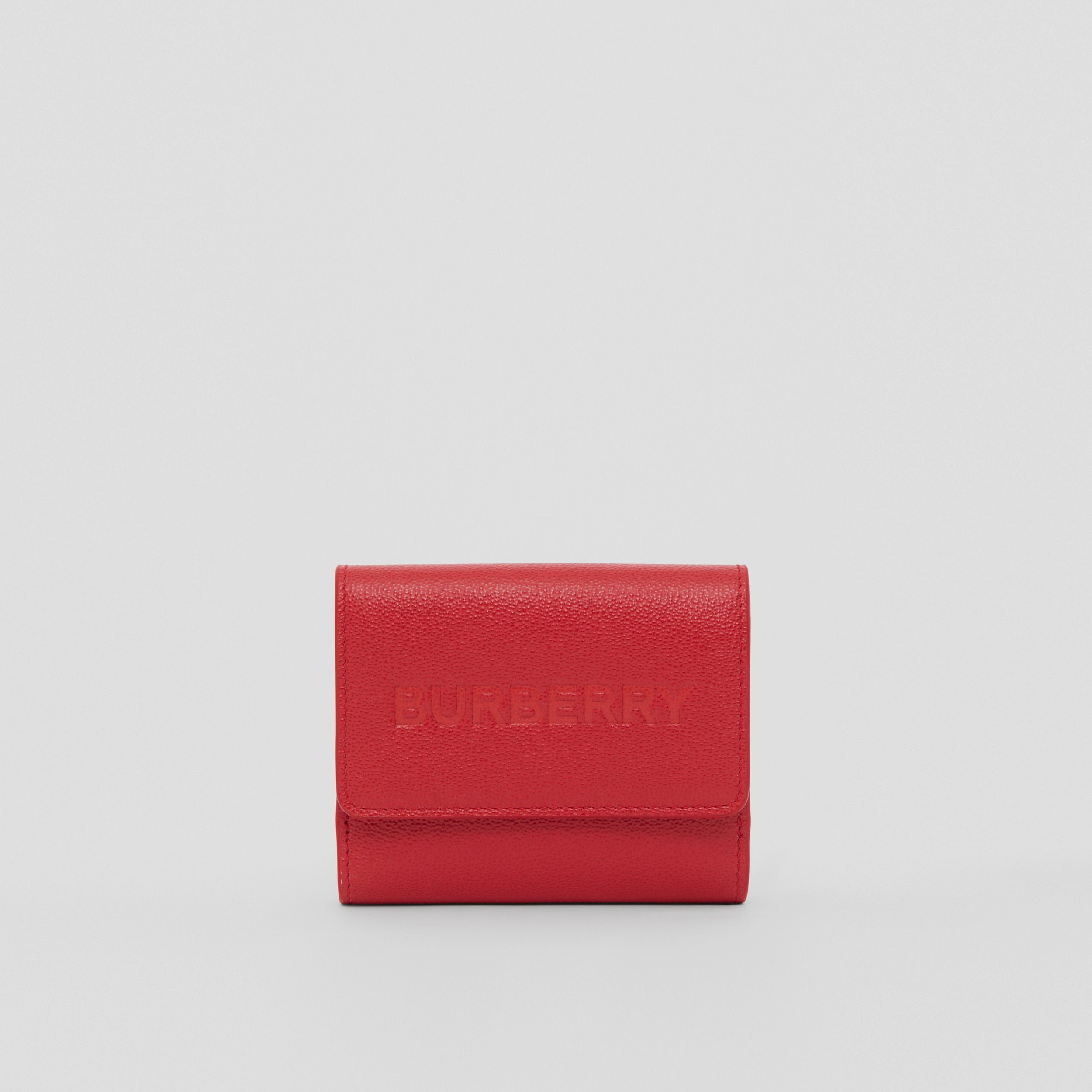 Logo Embossed Leather Folding Wallet in Red - Women | Burberry® Official - 1