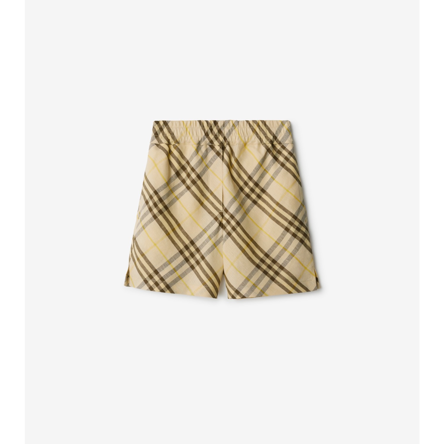 Check Linen Shorts in Wheat - Women, Nylon | Burberry® Official