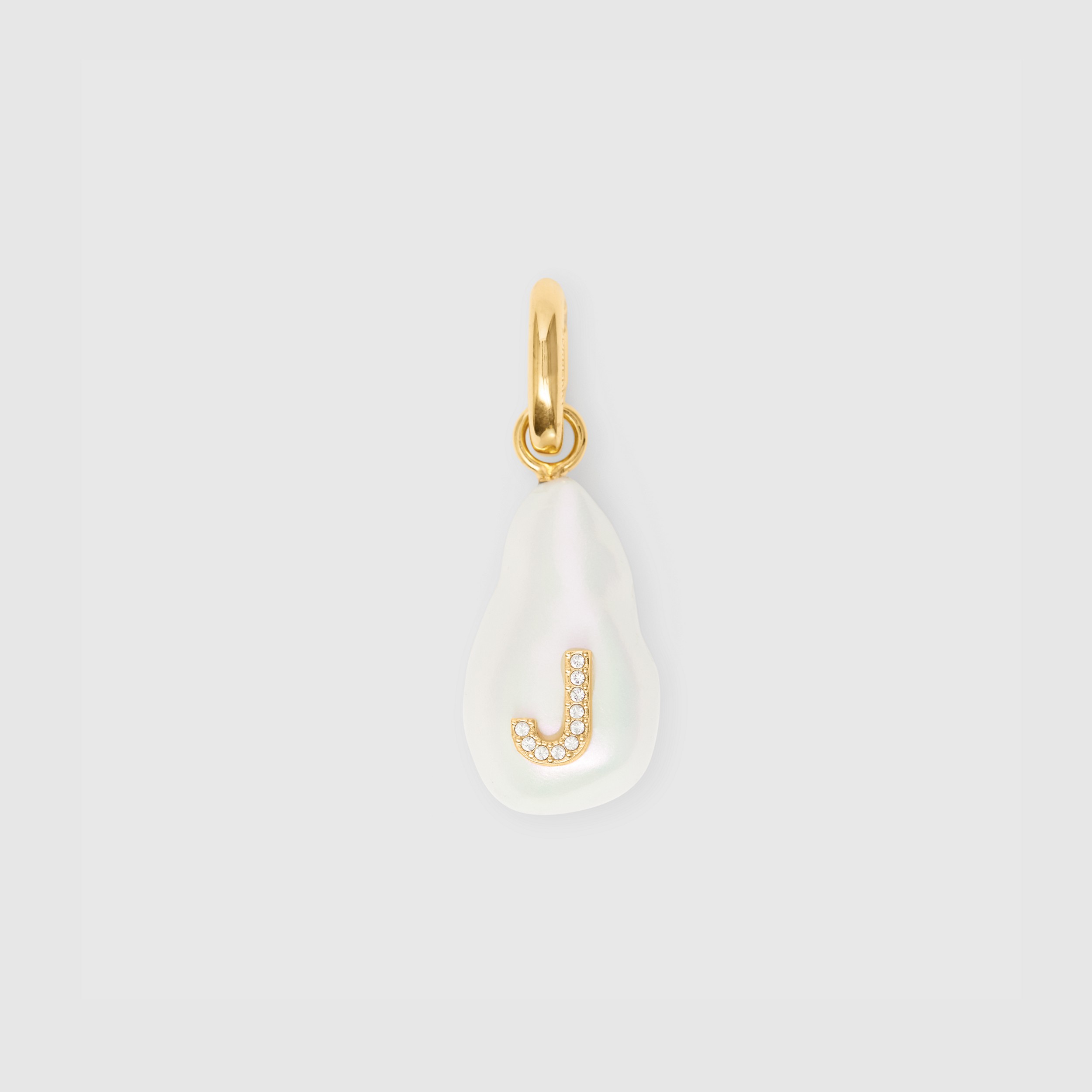 ‘J’ Crystal and Resin Pearl Letter Charm – Online Exclusive in Light Gold/mother-of-pearl - Women | Burberry® Official - 1