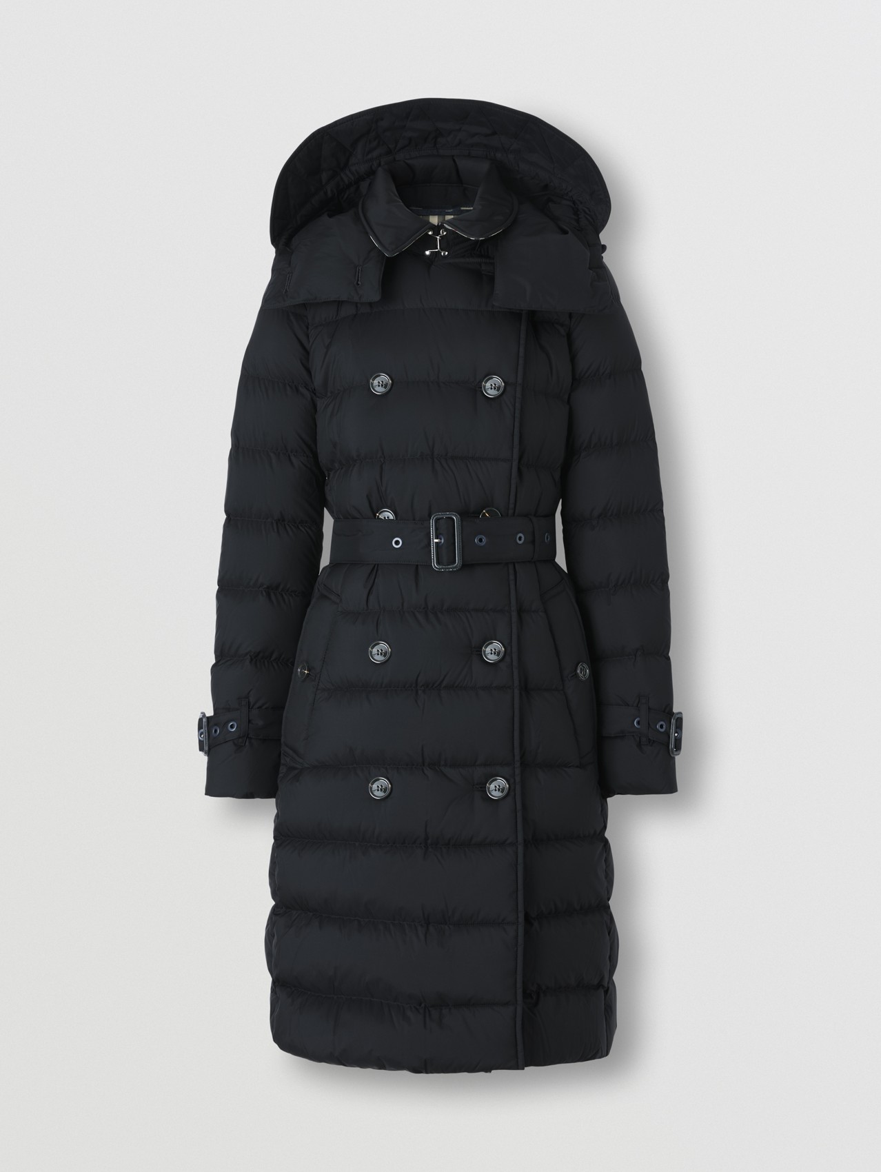 Abrigo con relleno de plumón y capucha extraíble (Negro Marino)