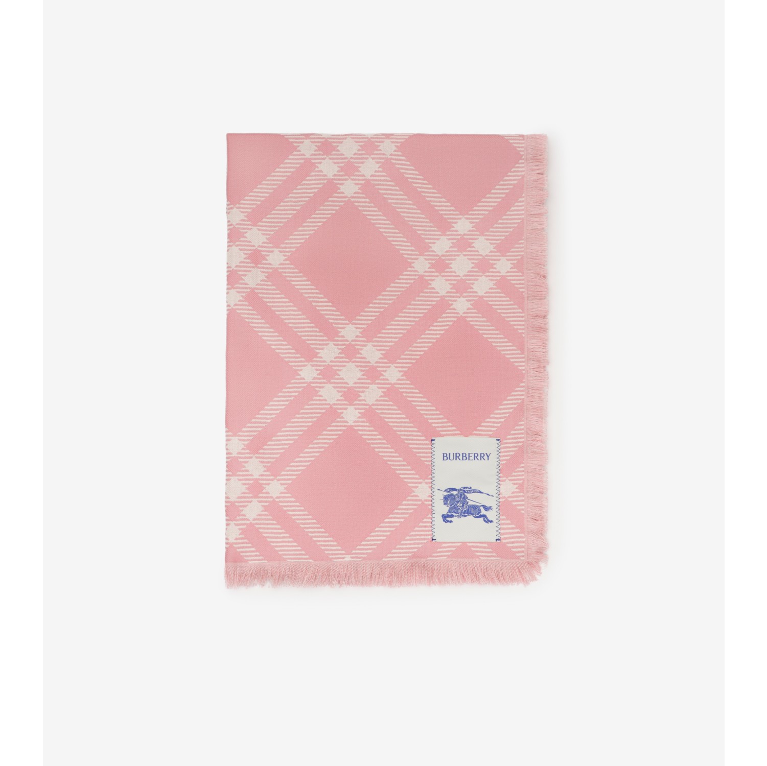 Wide Check Wool Silk Scarf in Sugar pink | Burberry® Official