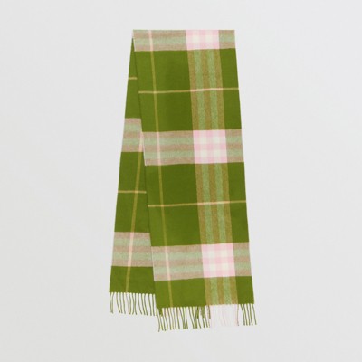 green plaid cashmere scarf